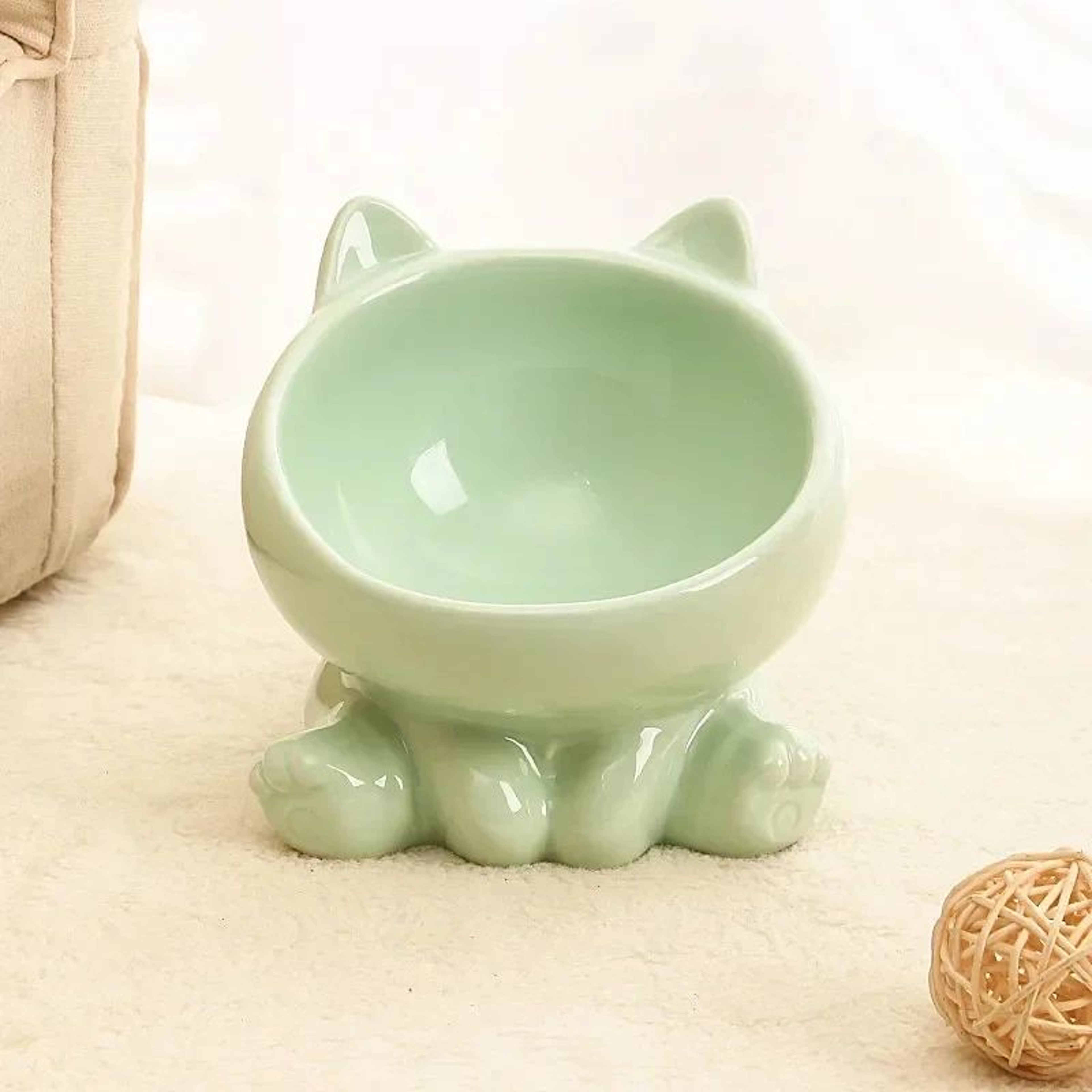 Elevated Ceramic Cat Bowl With Tilted Neck Protection Design 9