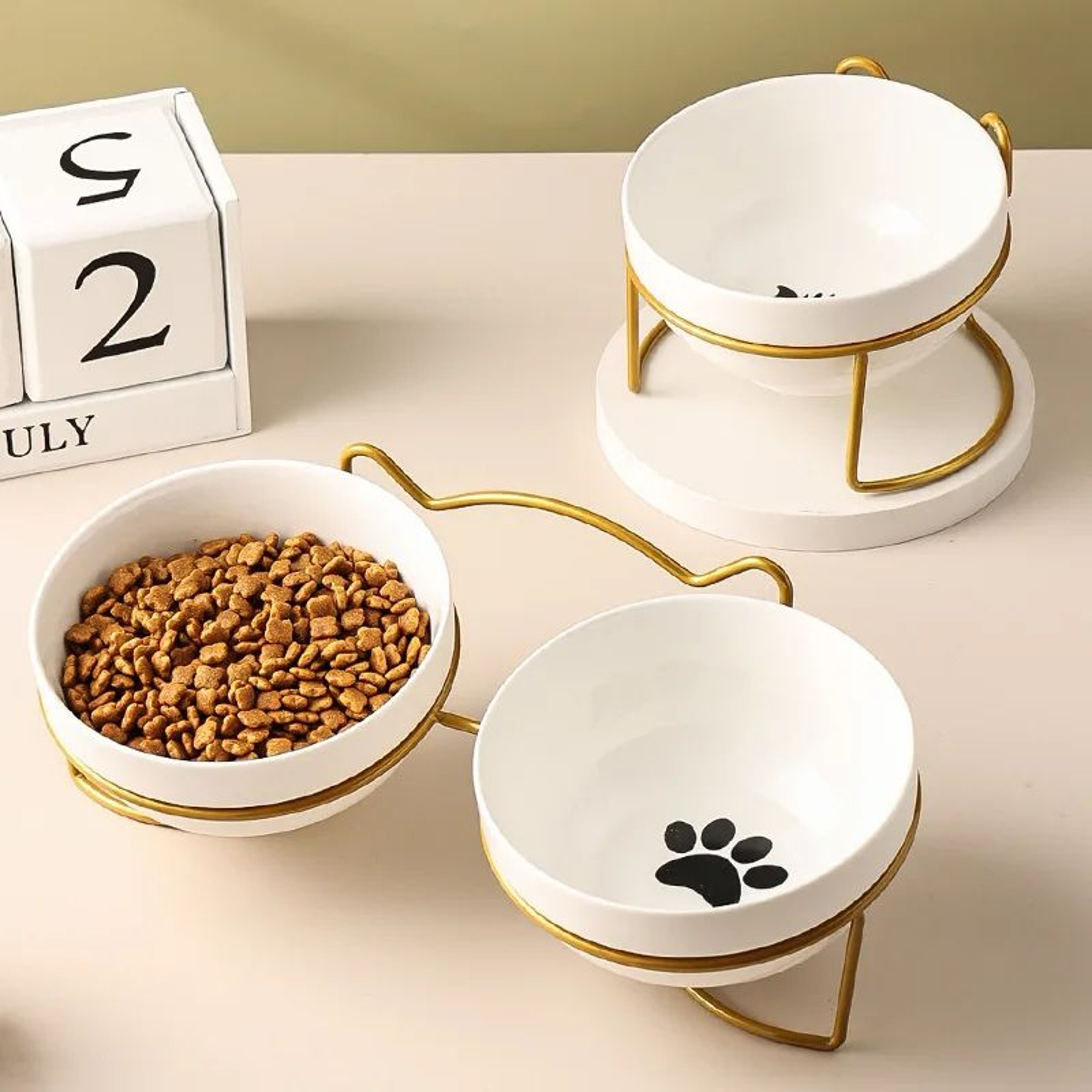 Ceramic Double Elevated Cat And Dog Bowl 2