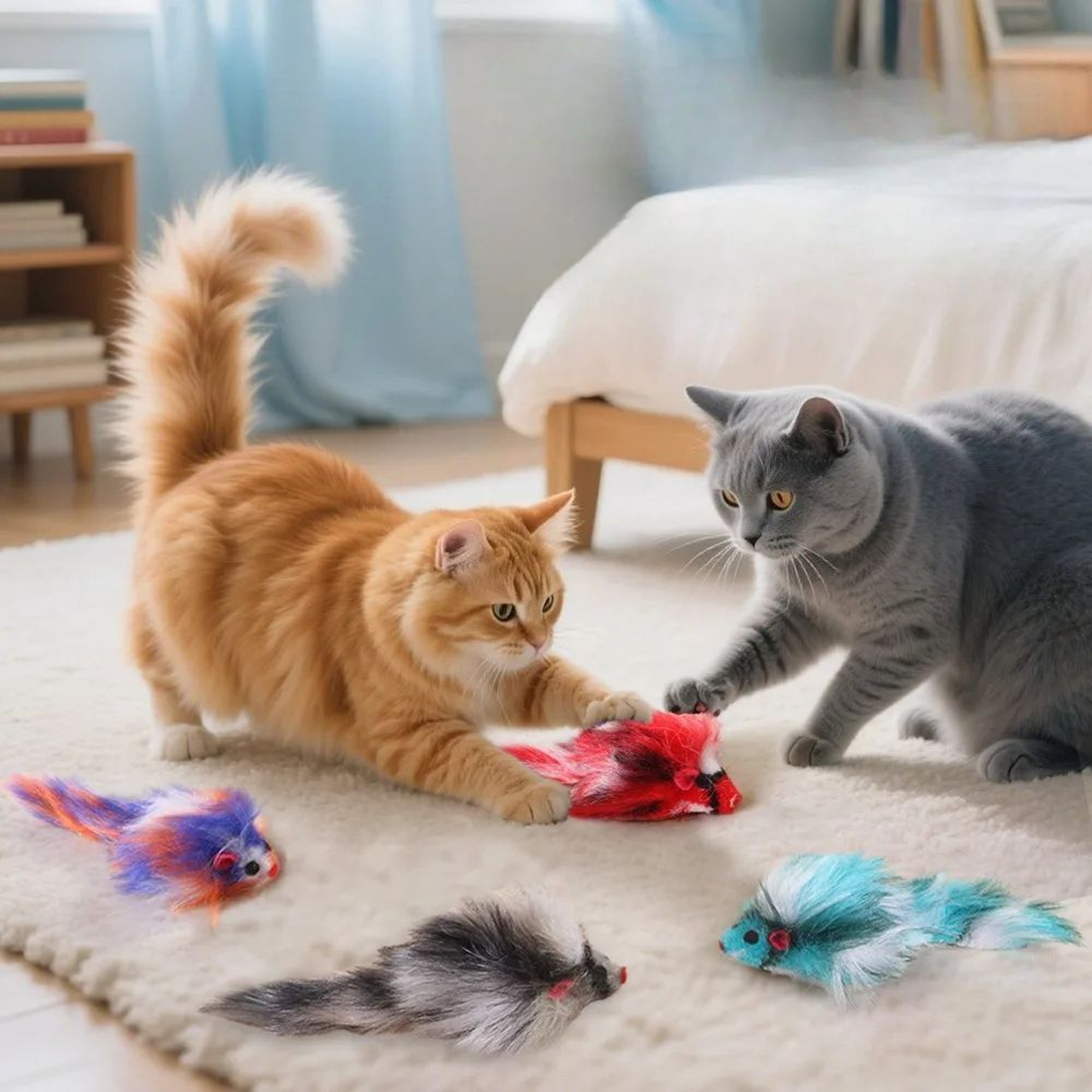Colorful Plush Mouse Cat Toy For Interactive Play 3