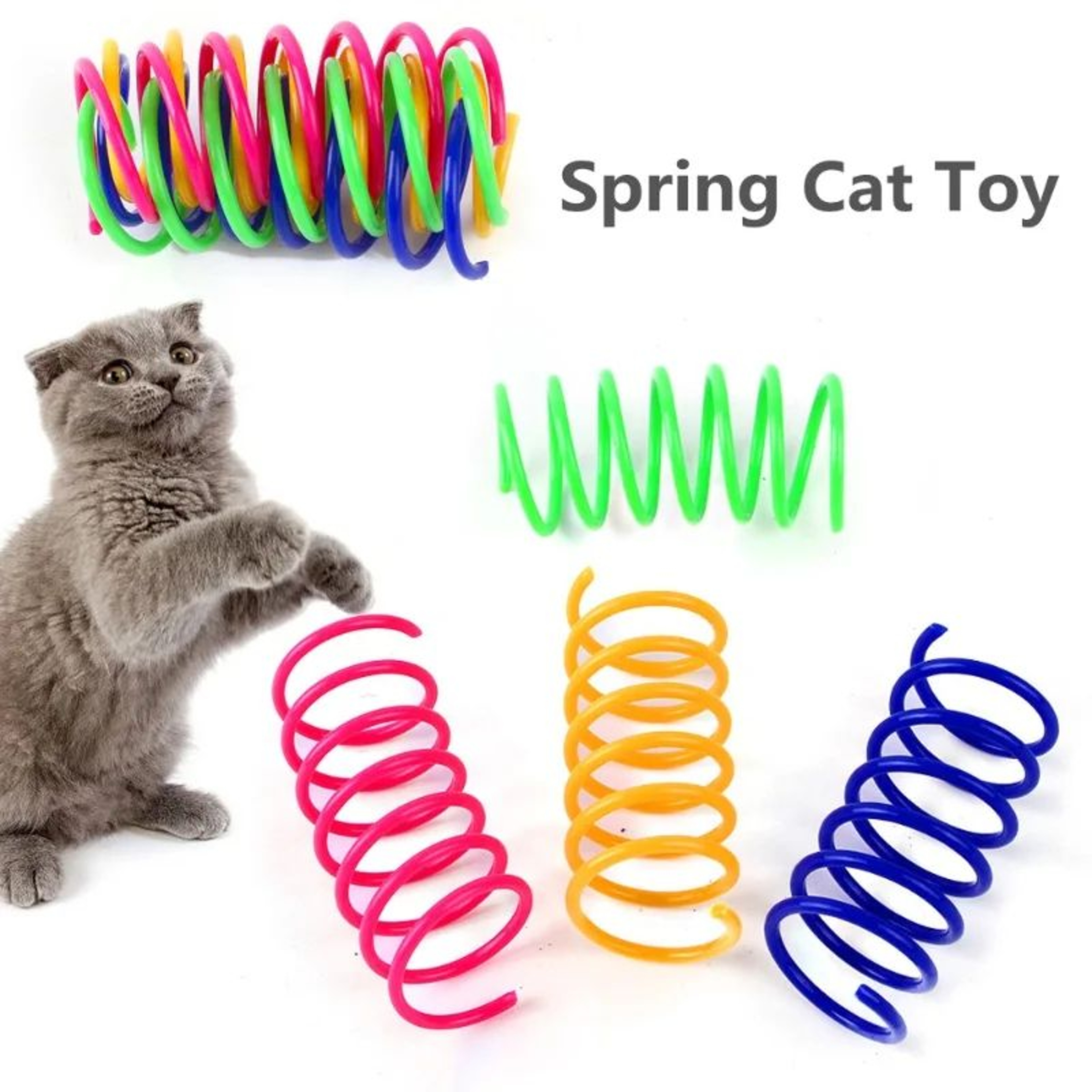 Colorful Spring Cat Toy Set For Interactive Play 5