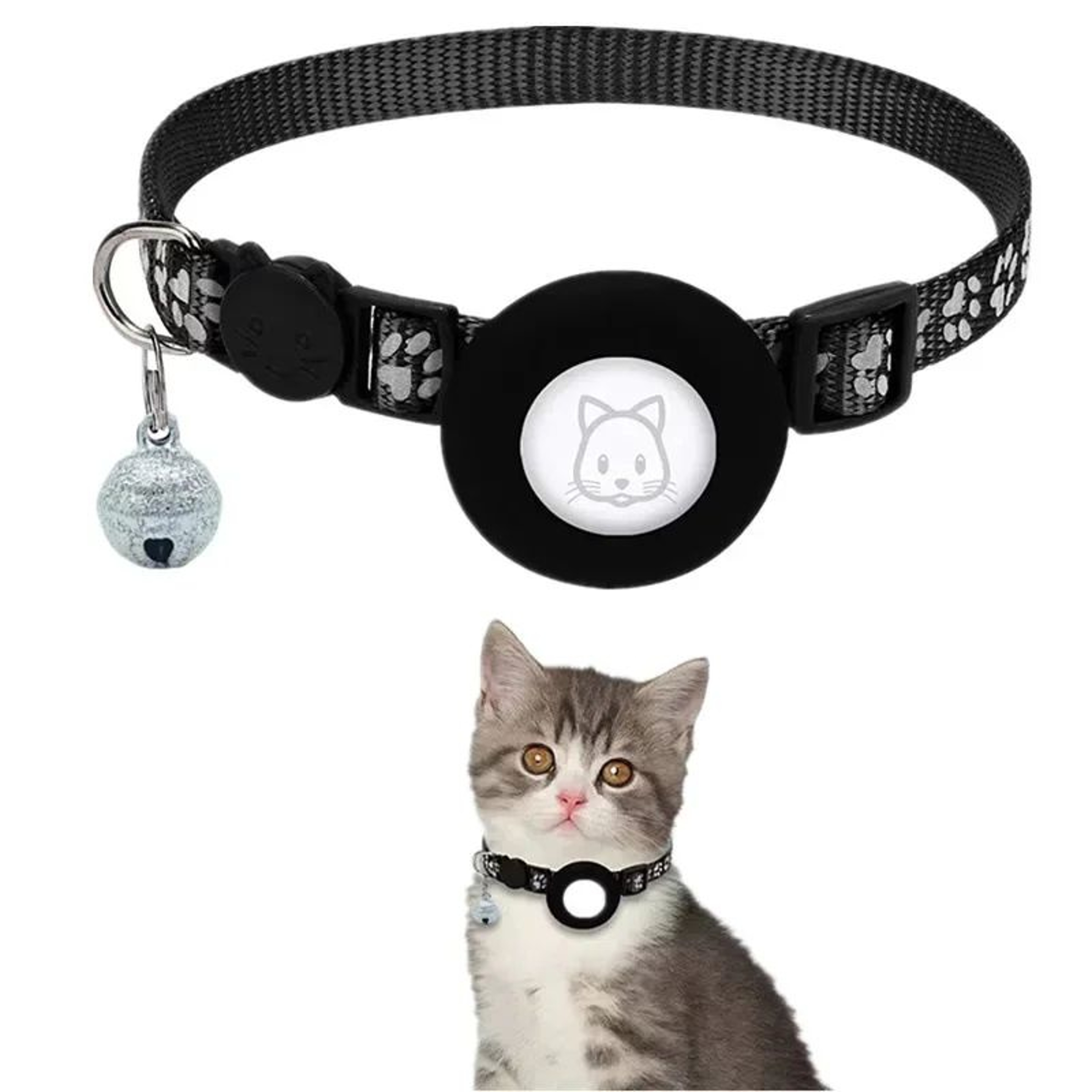 Reflective Airtag Compatible Cat Collar With Safety Buckle 12