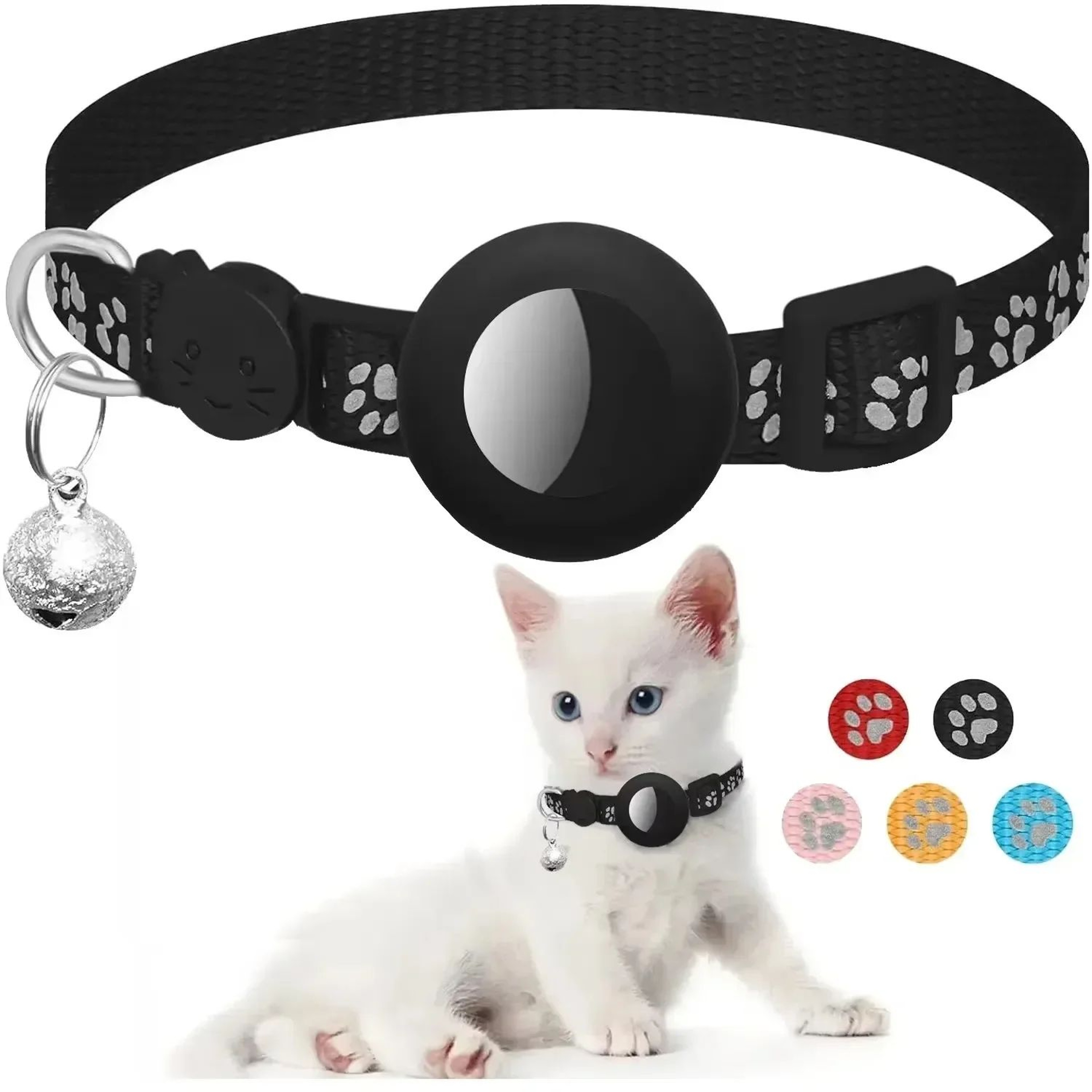 Reflective Airtag Cat Collar With Bell And Breakaway Buckle 12