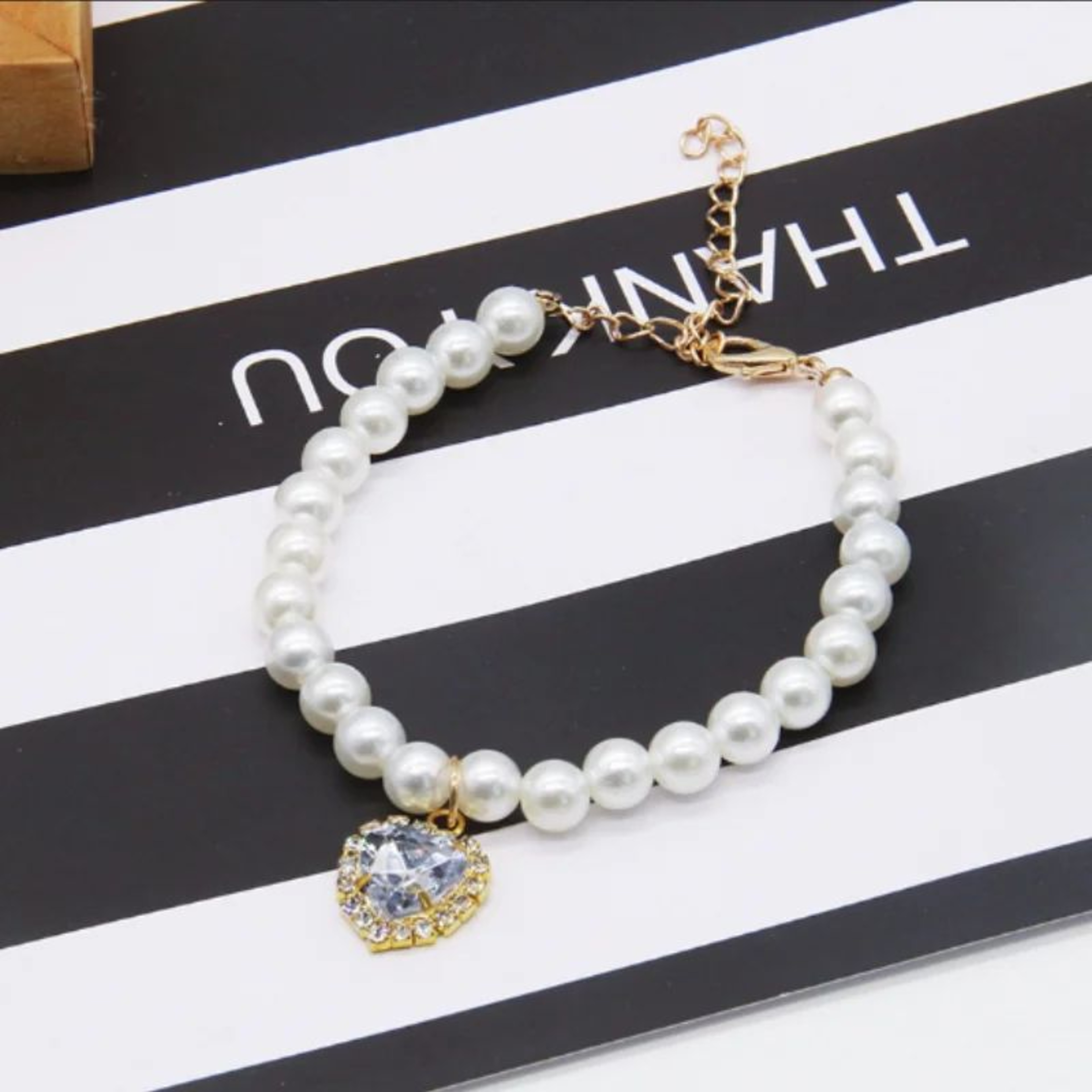 Pearl Style Adjustable Cat Collar With Bell Necklace 13