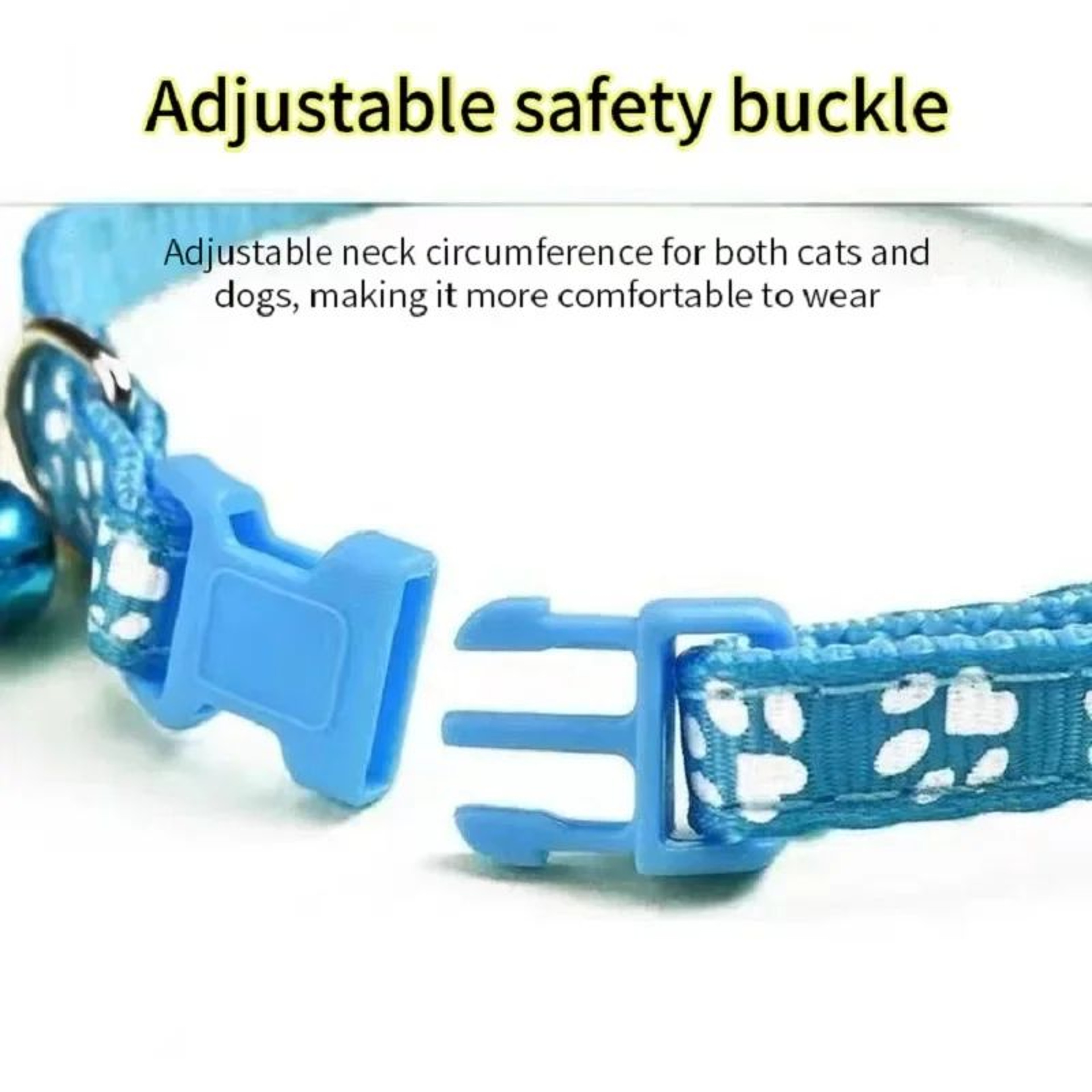 Adjustable Safety Bell Ring Necklace Pet Colorful Paw Print Pet Collar With Bell 3