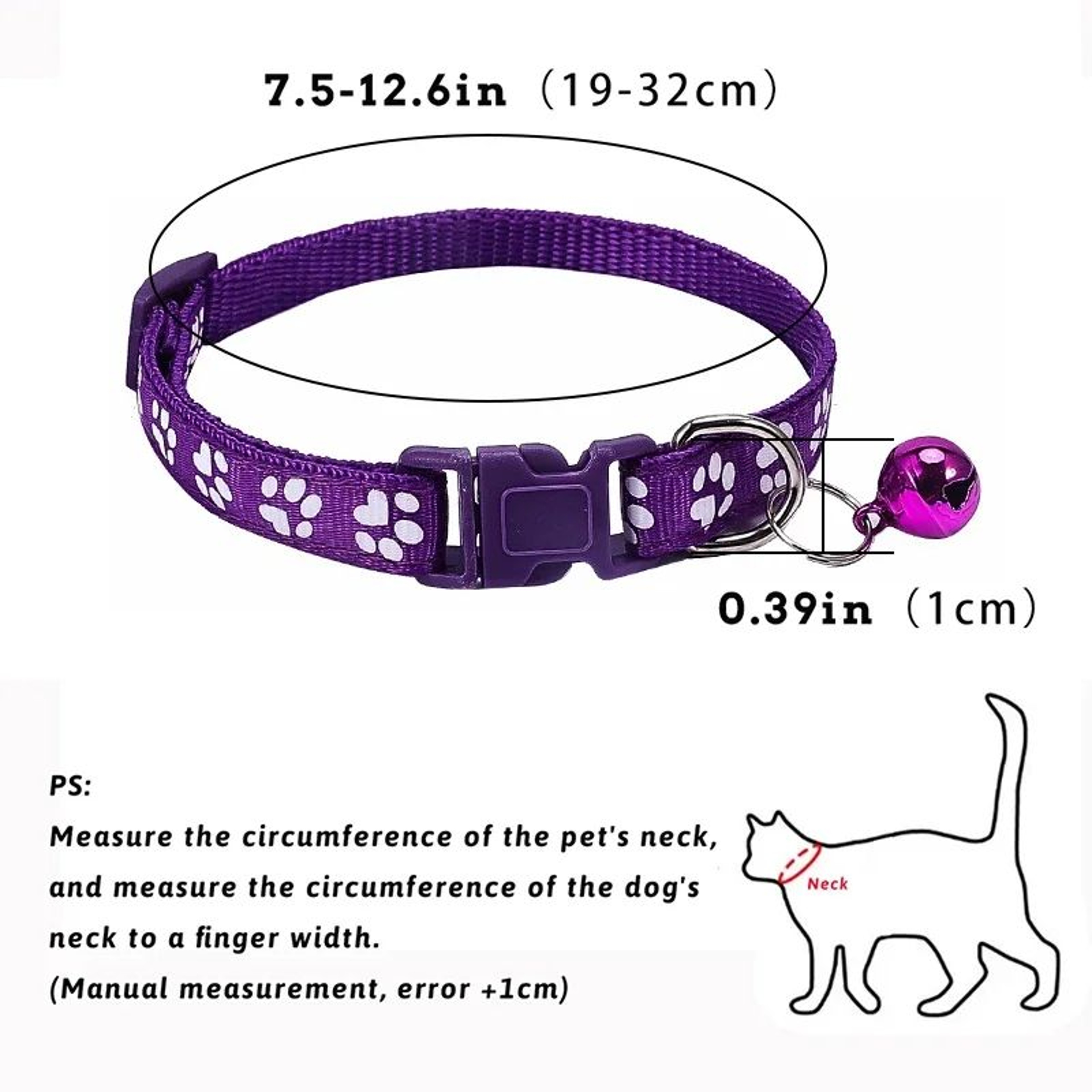 Adjustable Safety Bell Ring Necklace Pet Colorful Paw Print Pet Collar With Bell – view 17