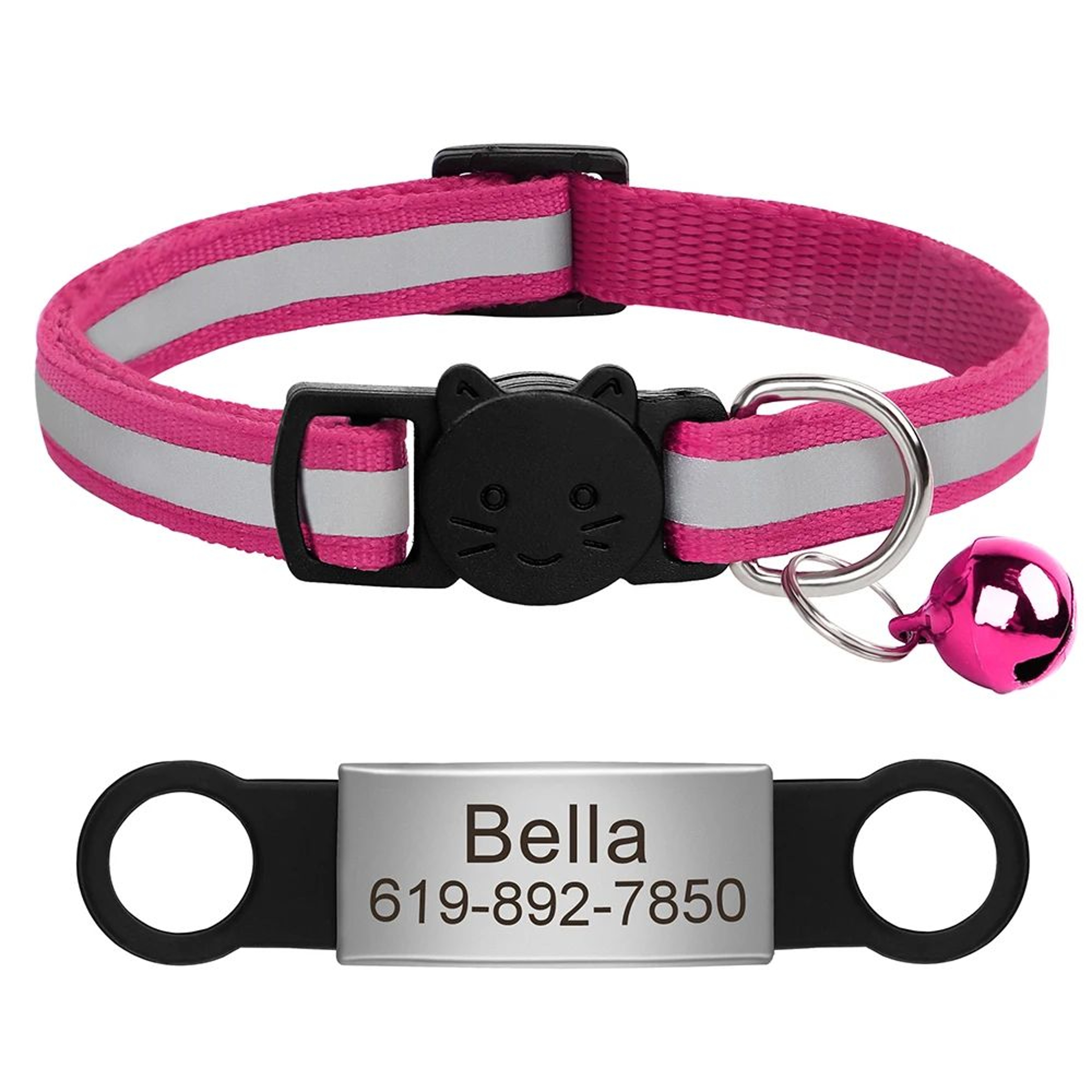 Personalized Reflective Cat Collar With Engraved ID Tag 22