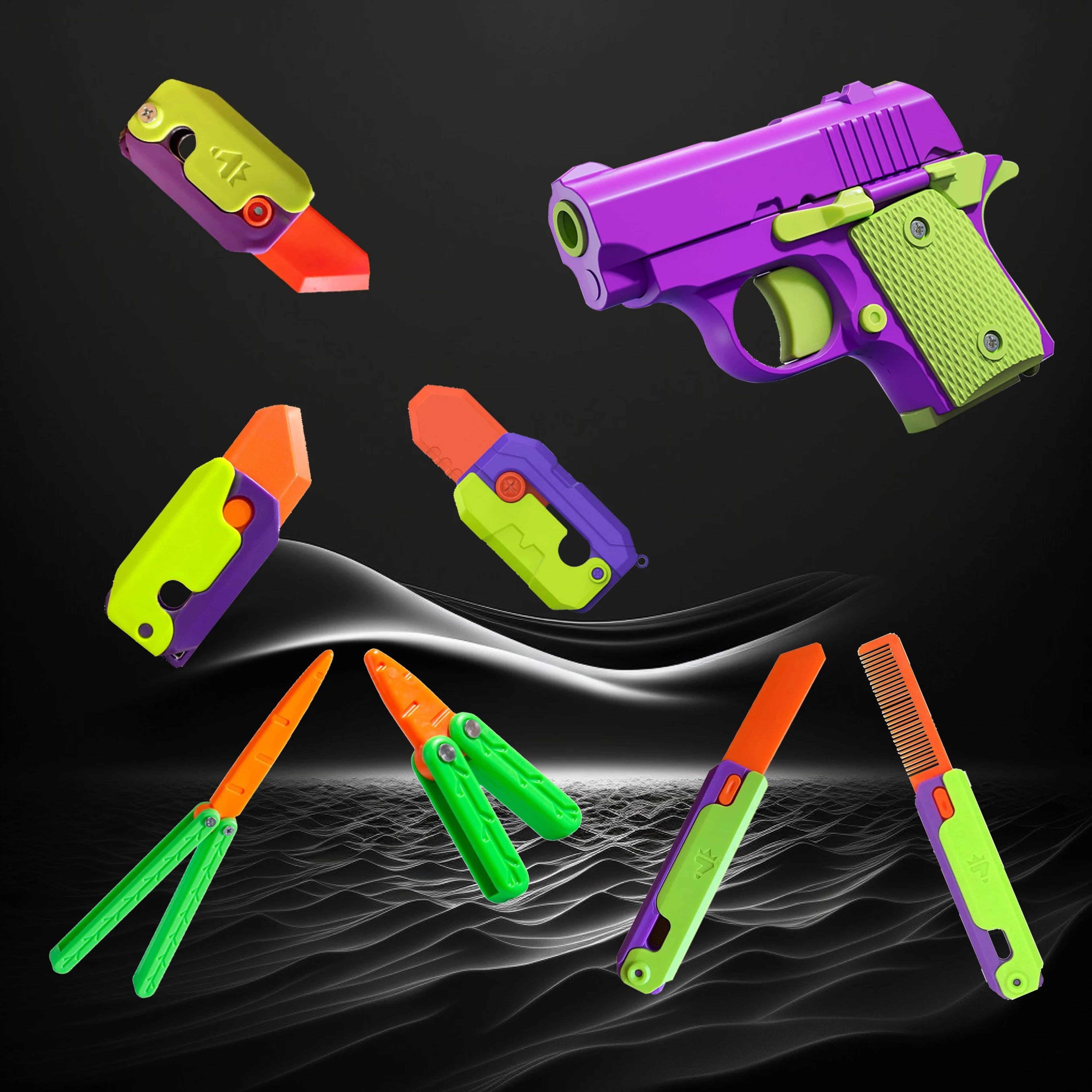 3D Printed Carrot Fidget Toy Folding Puzzle 0