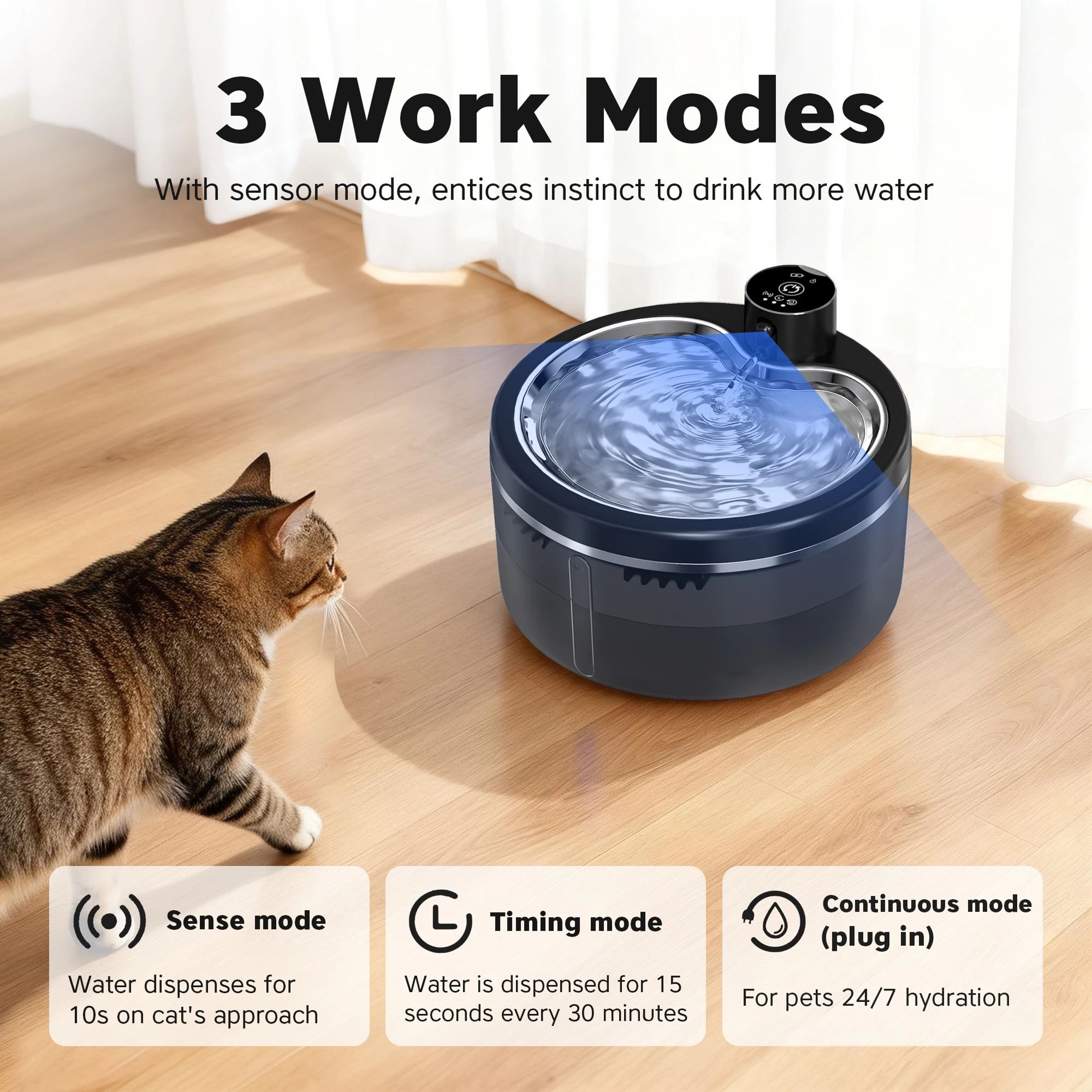 Wireless Smart Cat Water Fountain 3L 0