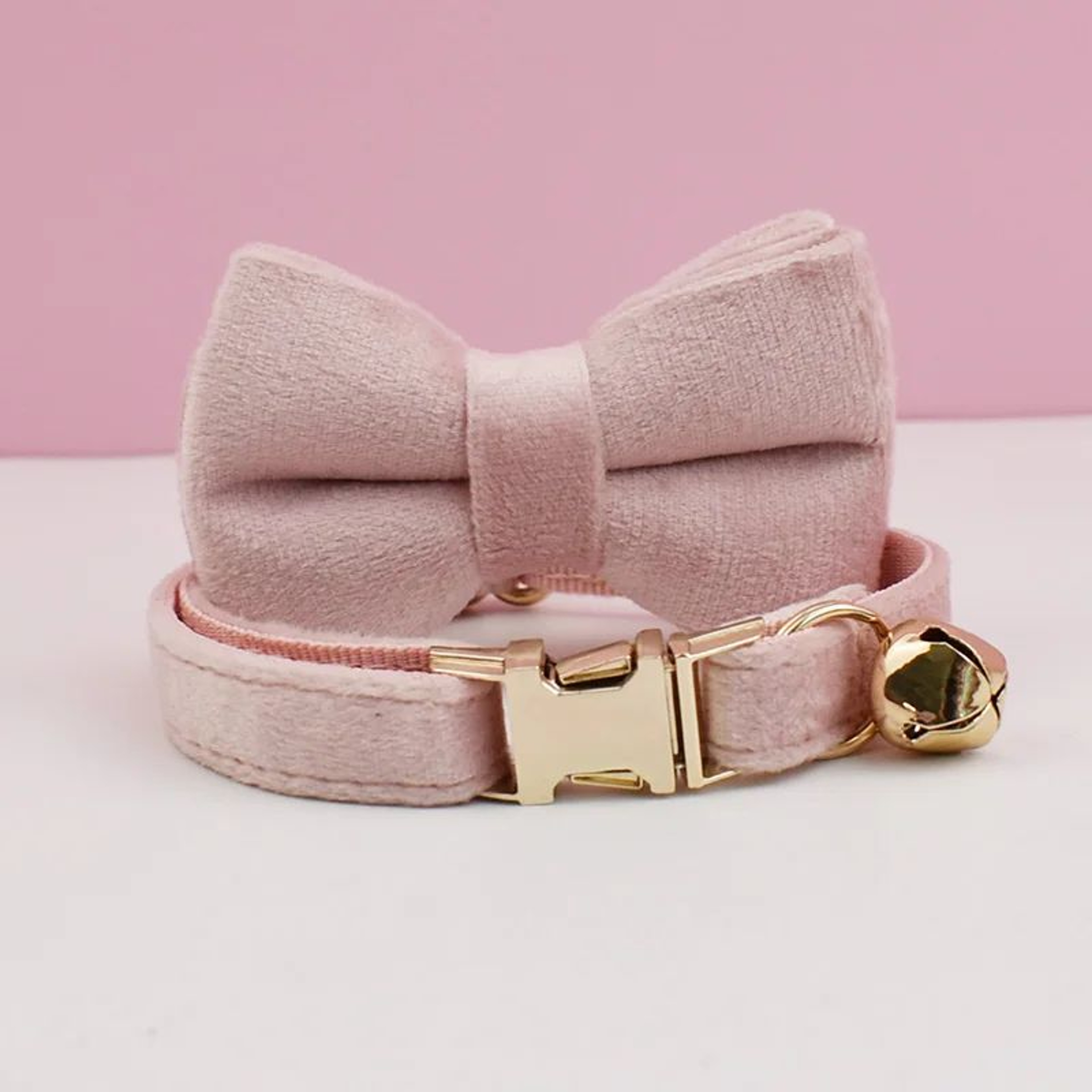 Personalized Velvet Cat Collar With Bow Tie And Bell 17