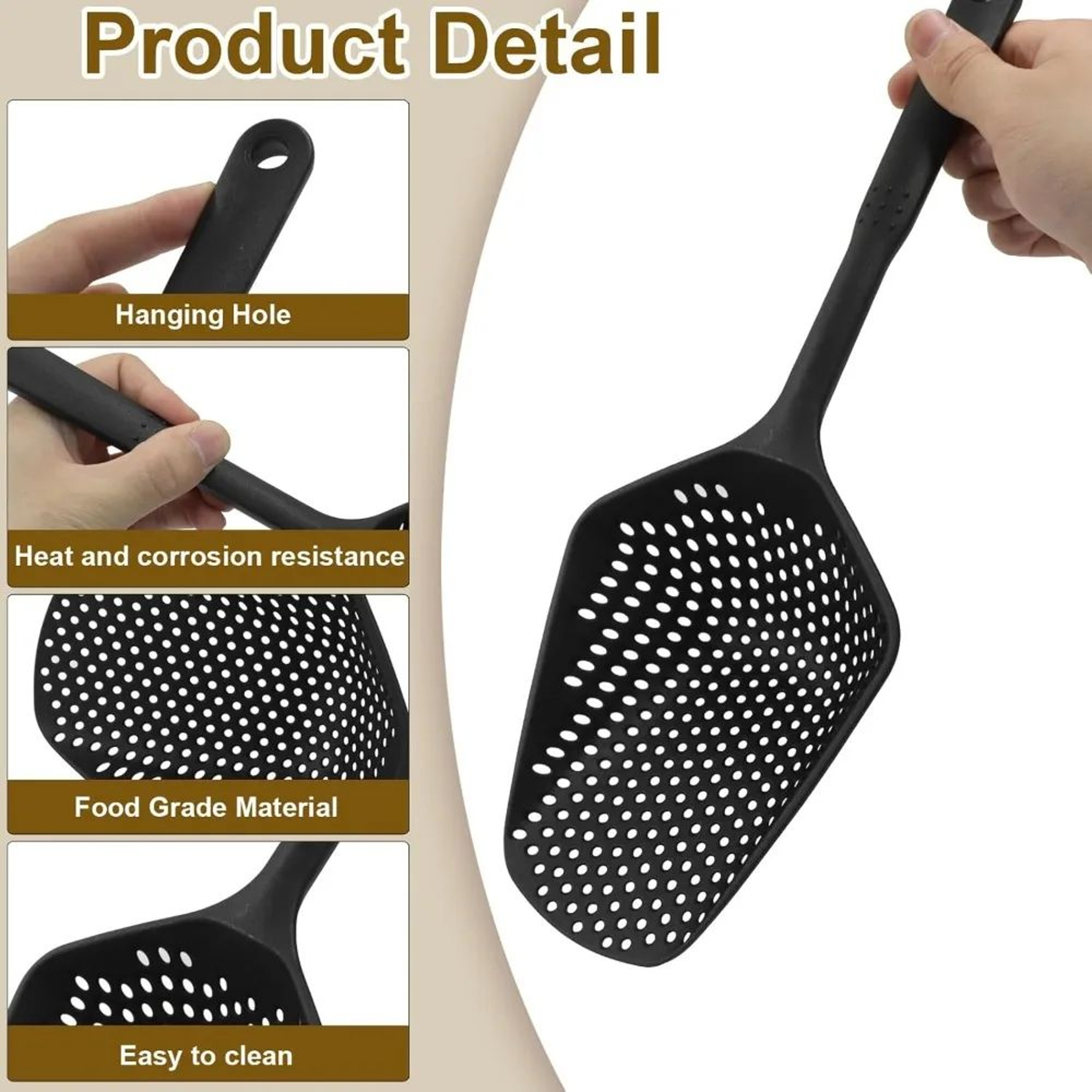 Durable Plastic Pasta Scoop And Slotted Strainer Spoon 7