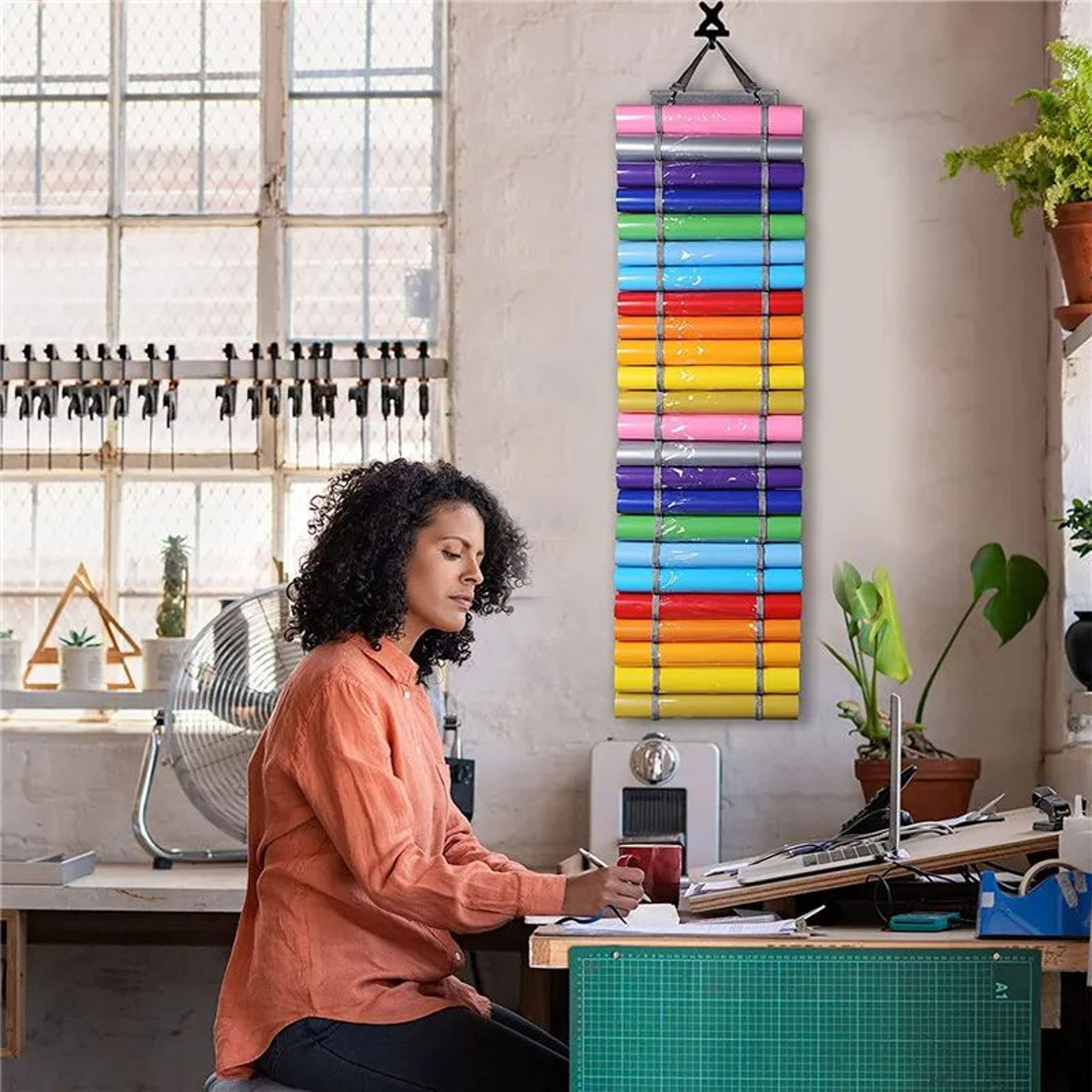 Hanging Vinyl Roll Storage Organizer Rack 4