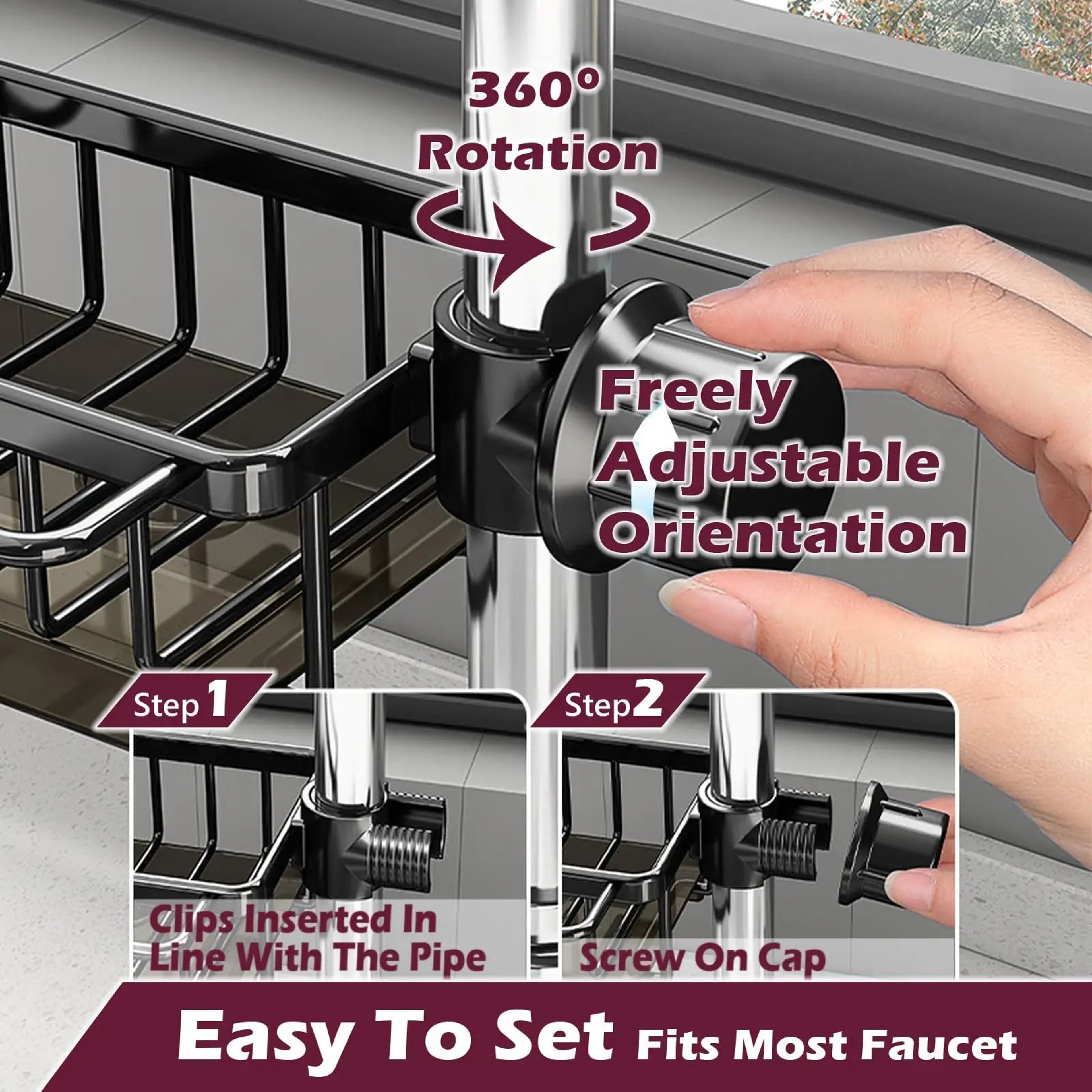 Adjustable Kitchen Sink Faucet Sponge Organizer 3