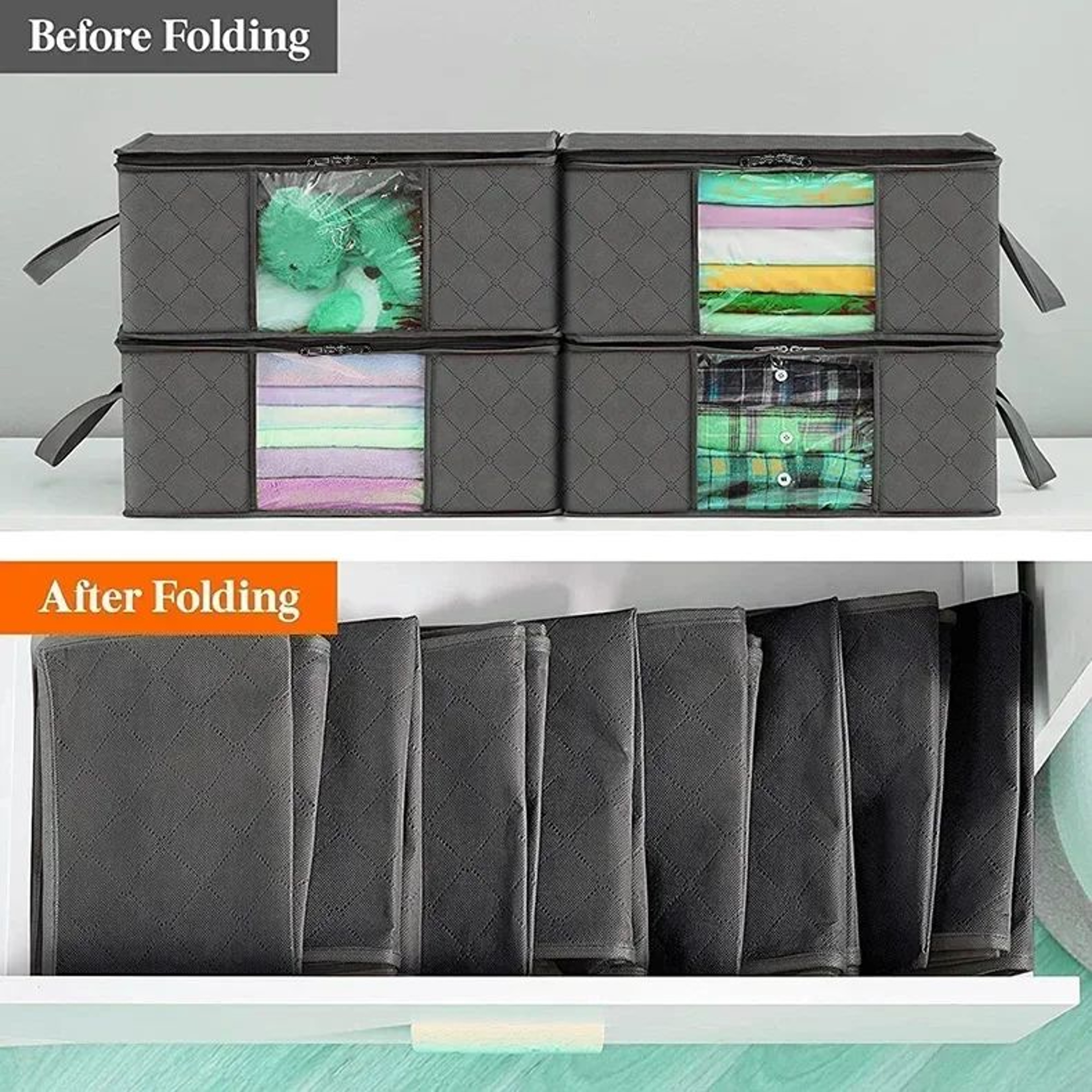Foldable Large Capacity Clothes And Blanket Storage Bag For Organizing Bedroom Closet Clothing 4