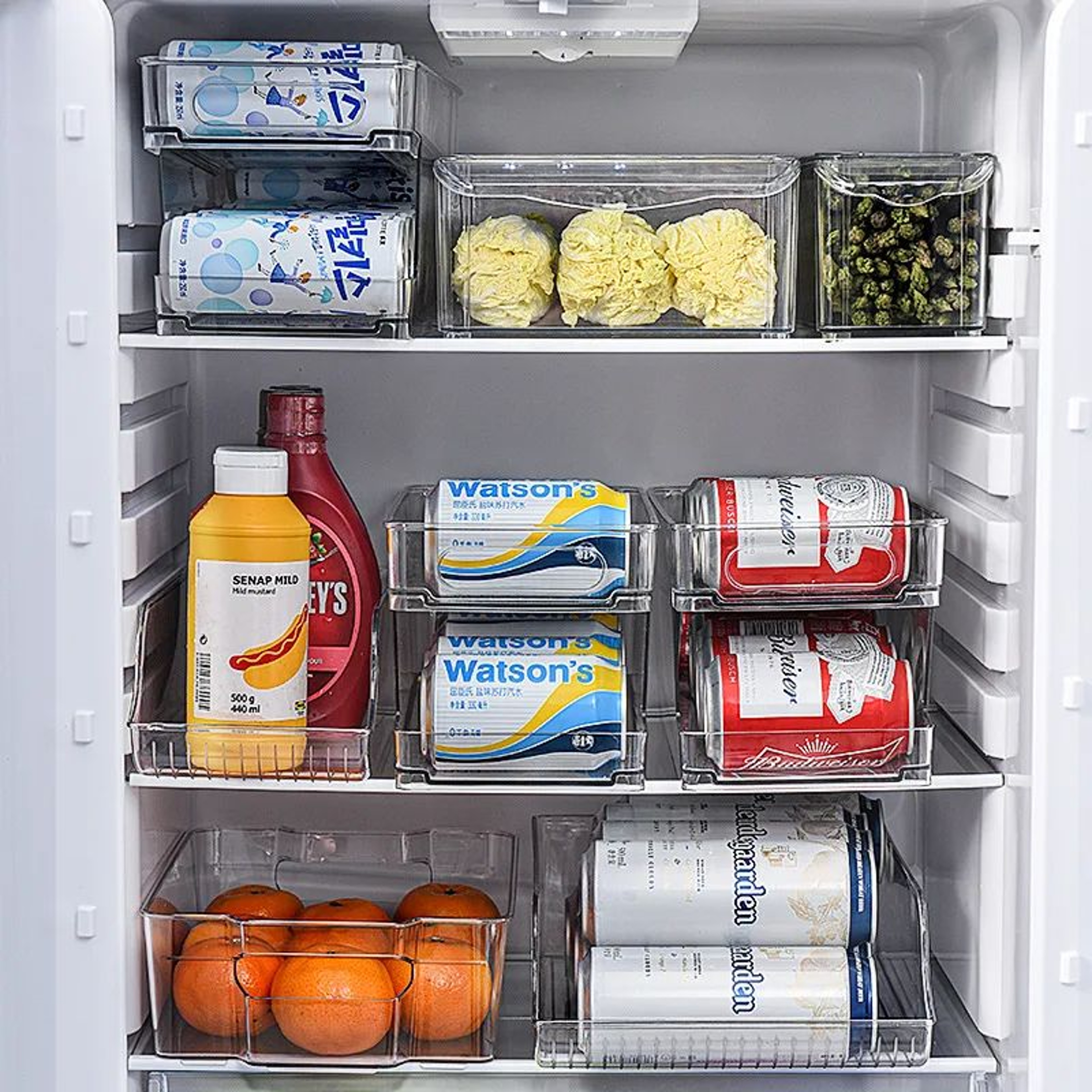 Double Layer Refrigerator Beverage Can Organizer Storage Rack 2