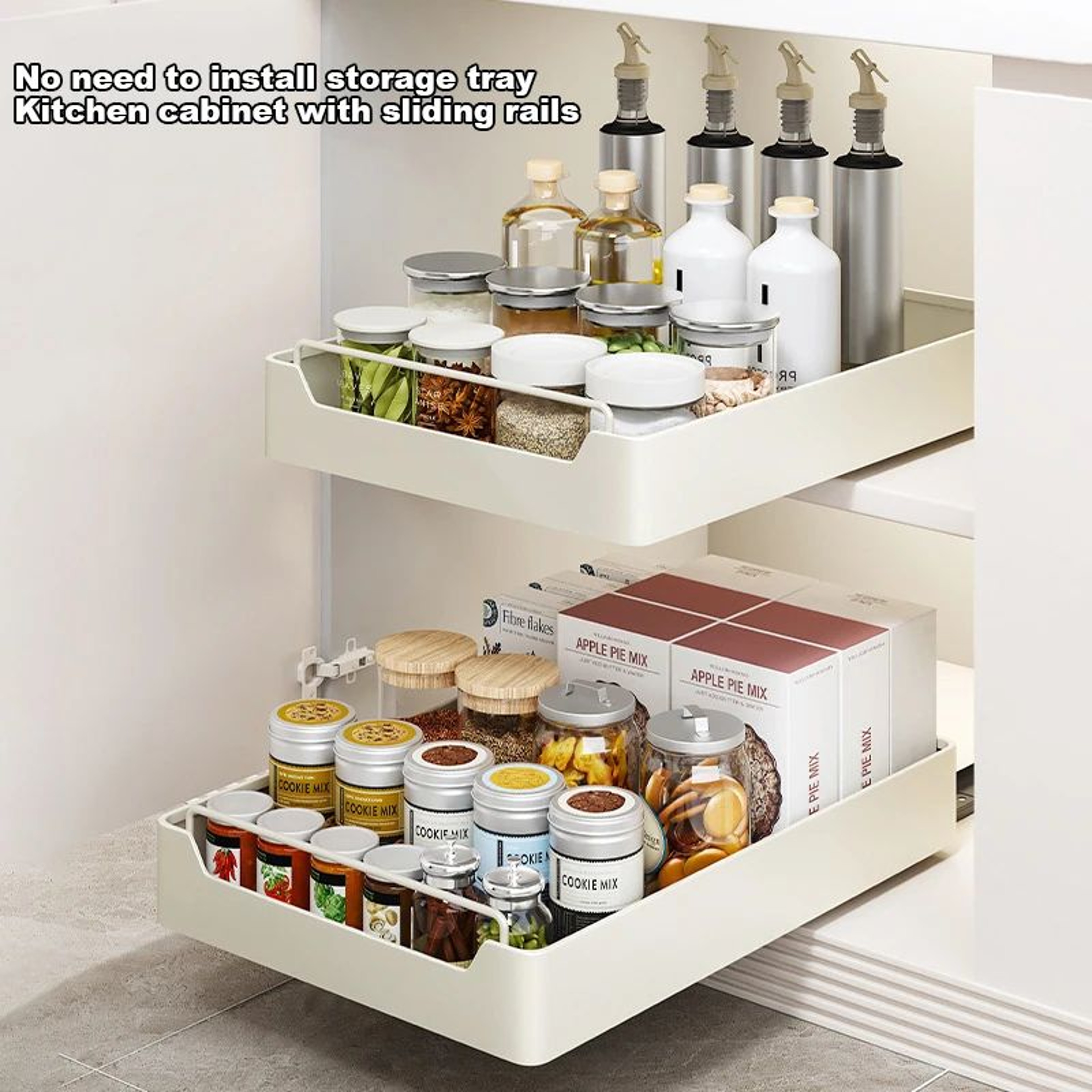 Pull Out Cabinet Storage Rack With Sliding Rail Organizer Basket 2