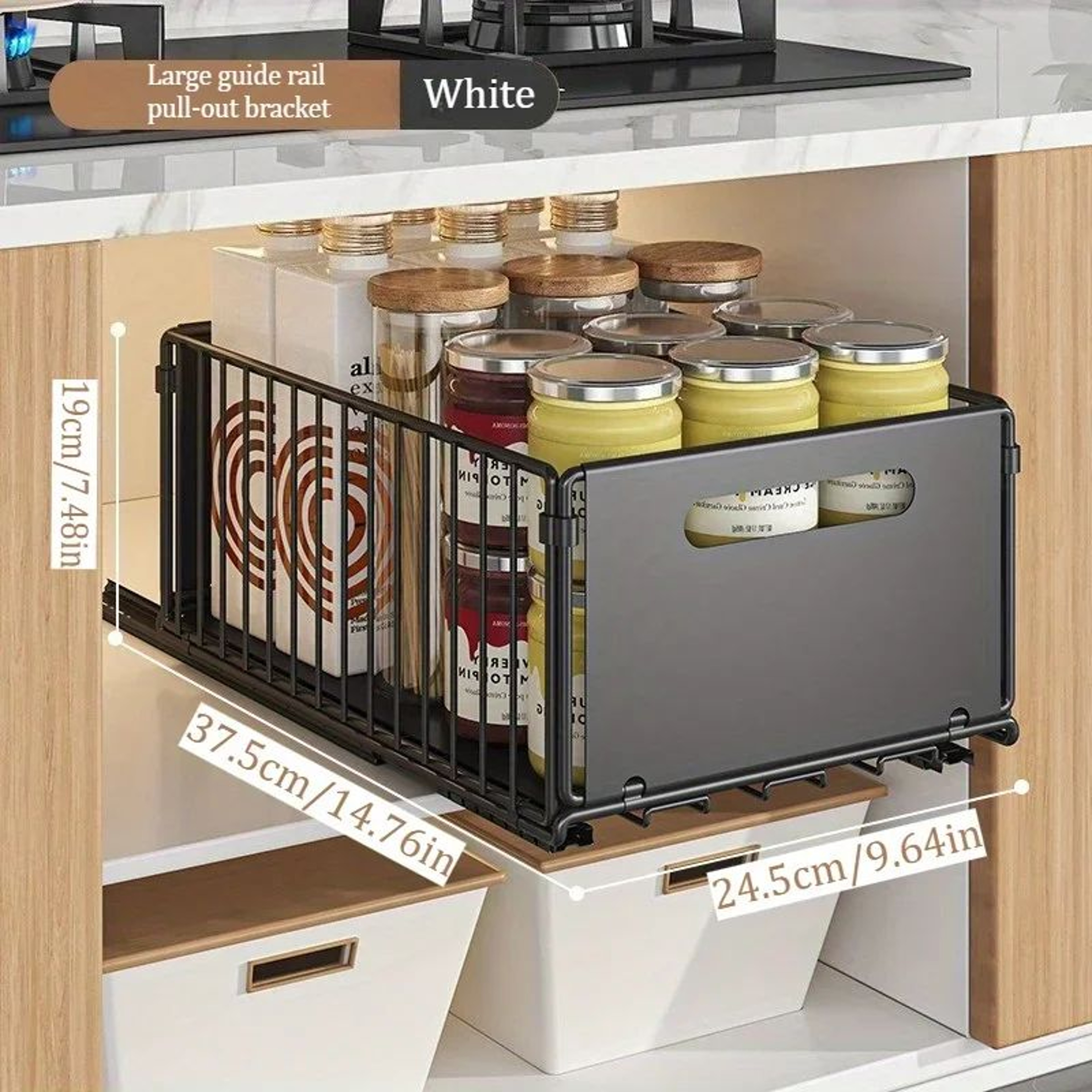 Double Layer Sliding Storage Basket Organizer For Bottles And Household Essentials 3