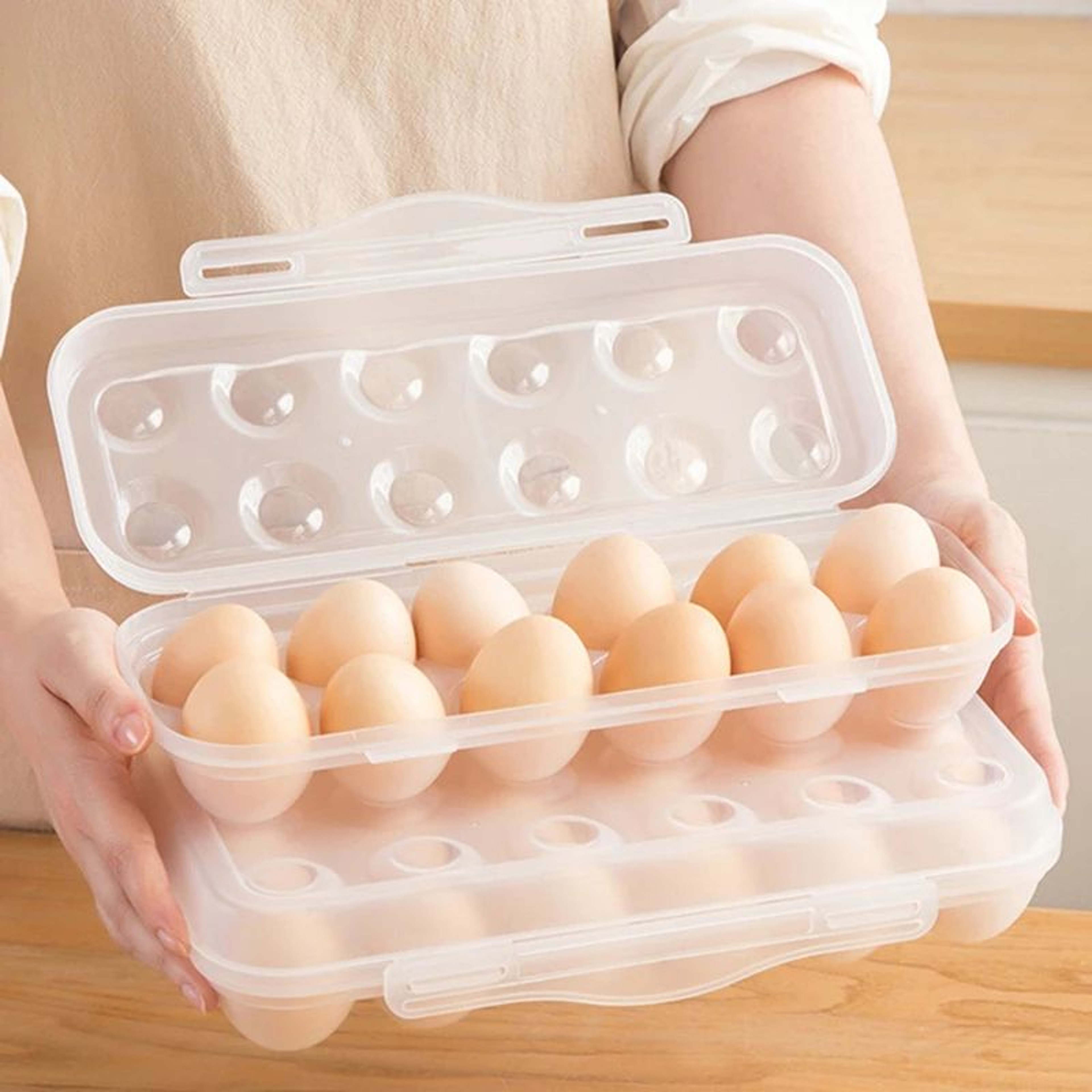 12 18 Grid Egg Storage Box With Lid Refrigerator Organizer 1