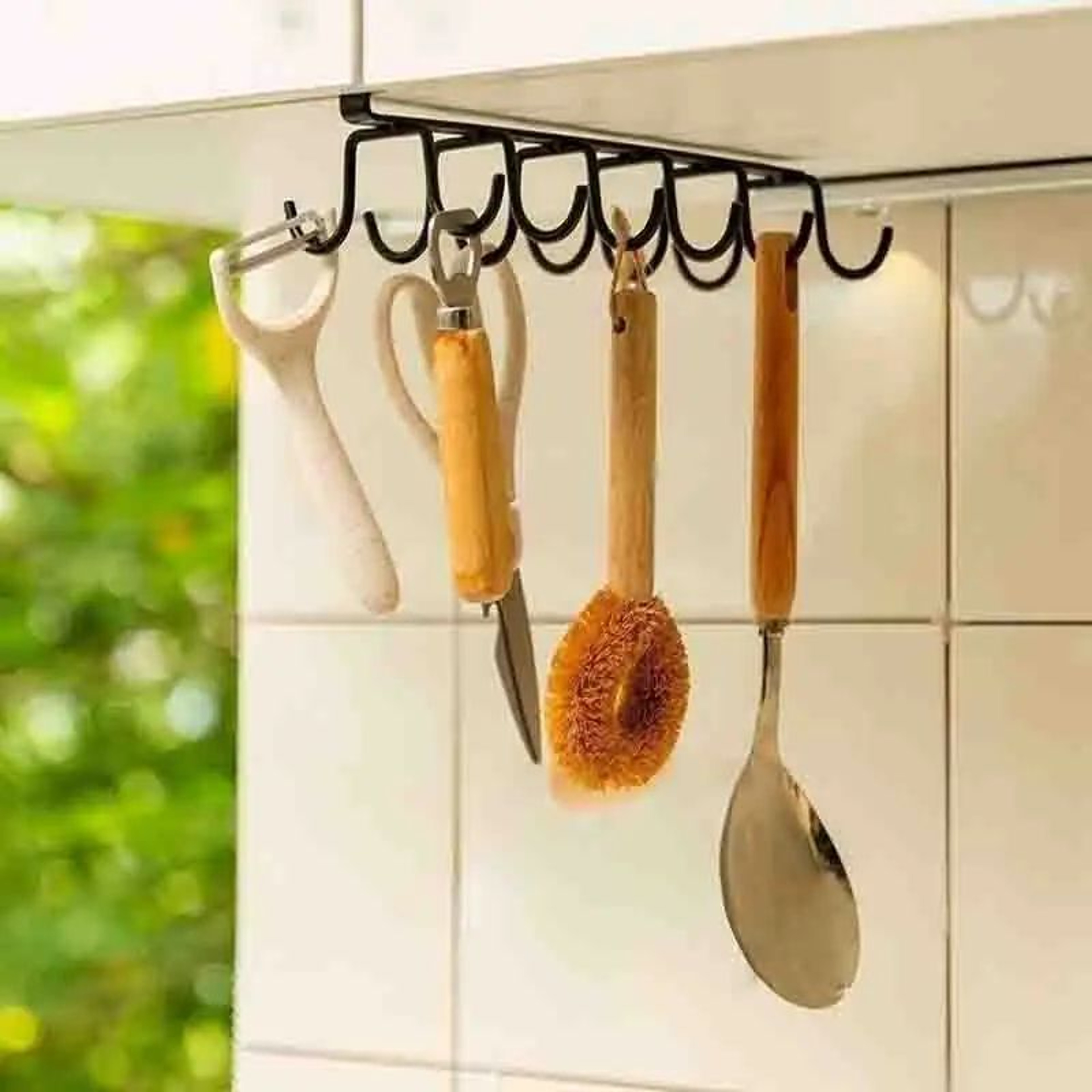 Double Row Hanging Cup Holder Wall Storage Rack 2