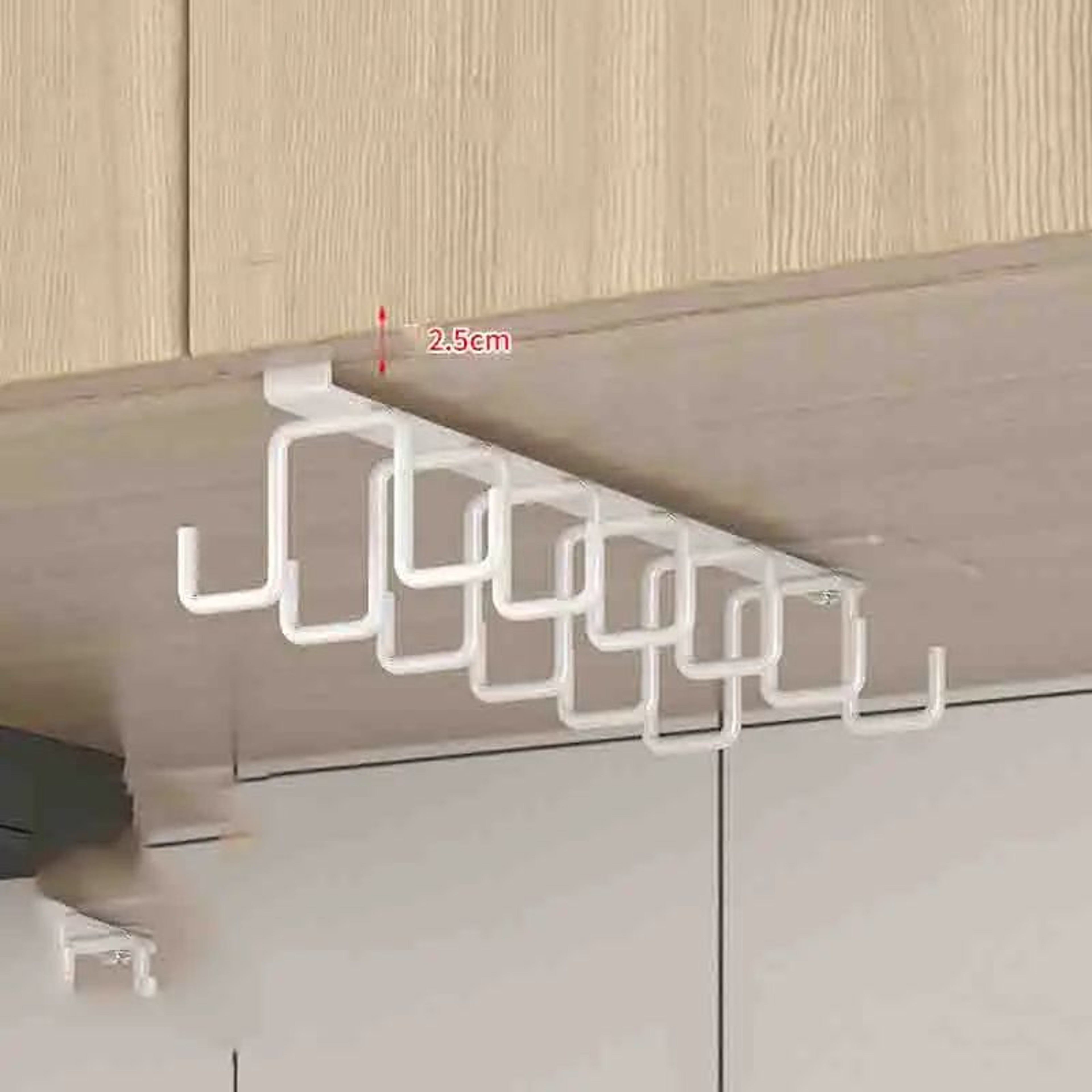 Double Row Hanging Cup Holder Wall Storage Rack 4