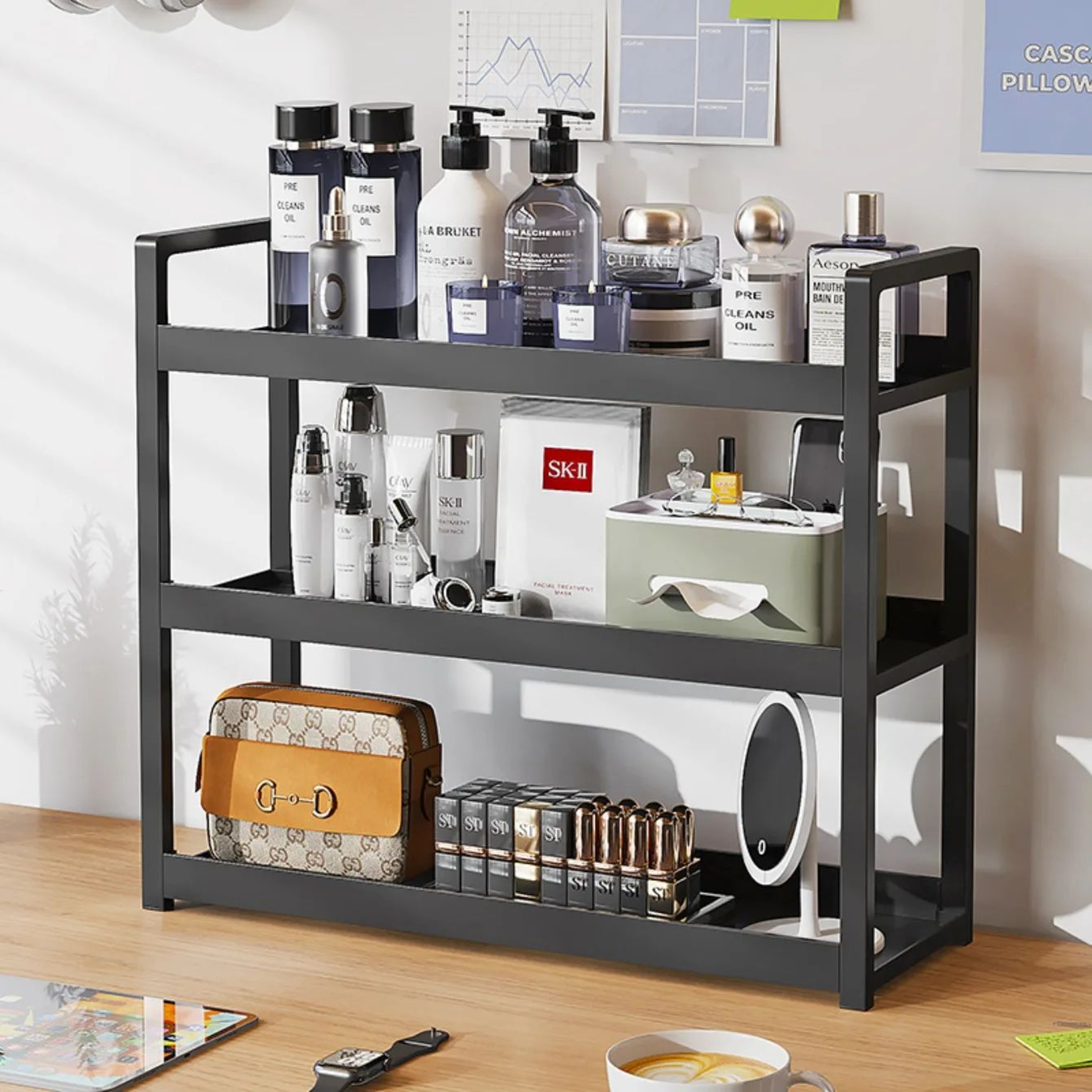 3 Tier Multifunctional Desktop Storage Shelf Organizer 0