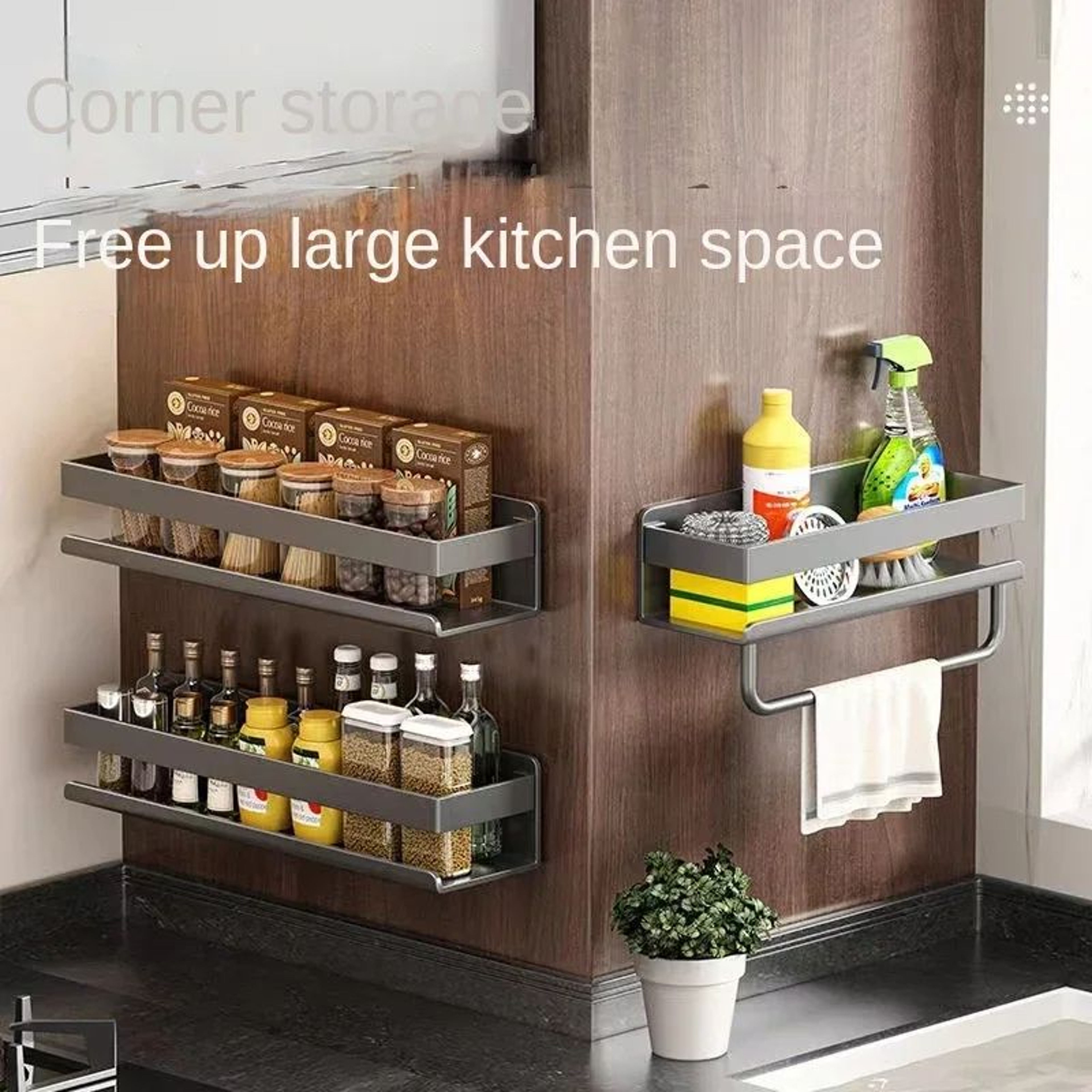 Gun Gray Wall Mounted Spice Storage Rack 2