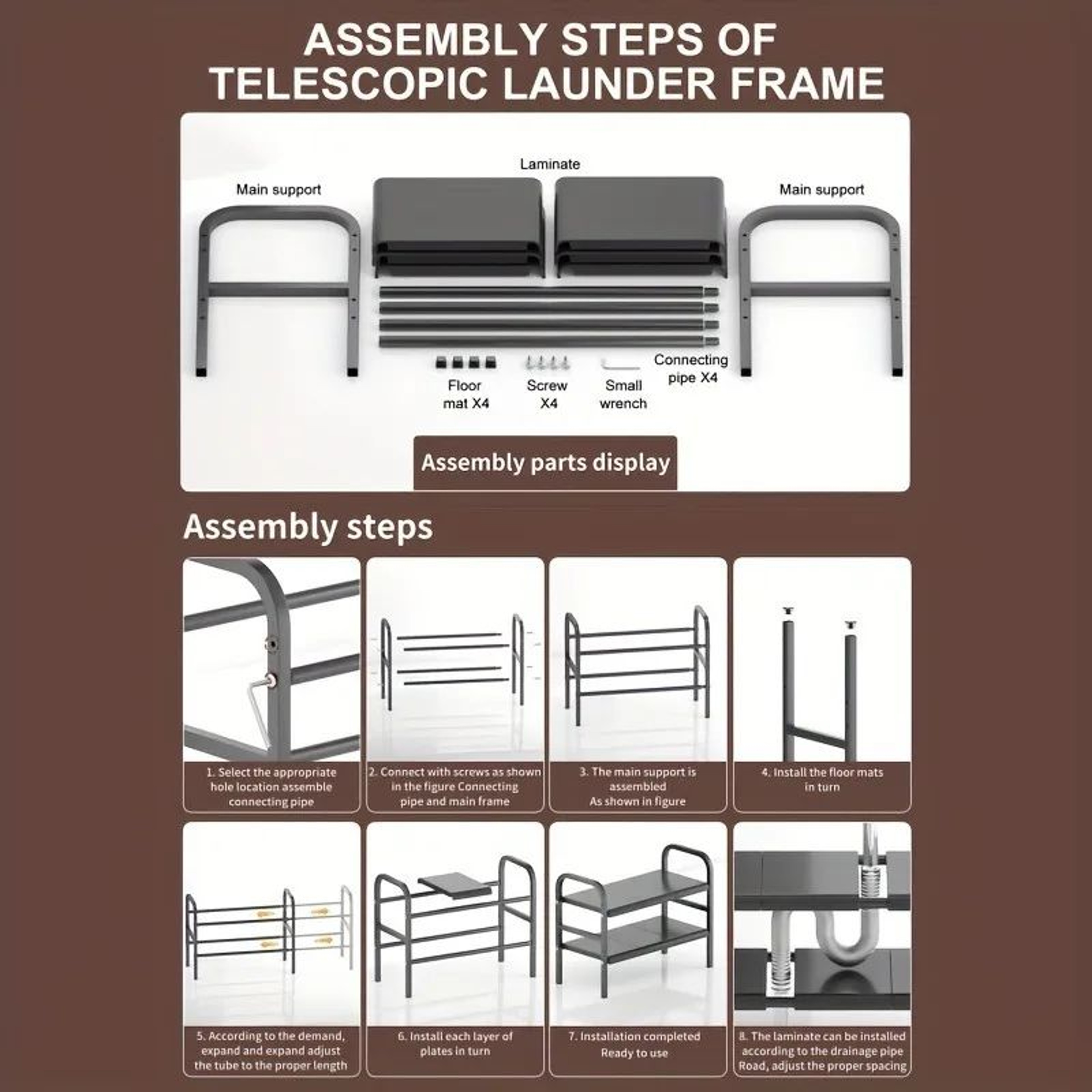 Expandable Under Sink Cabinet Organizer Storage Rack 5