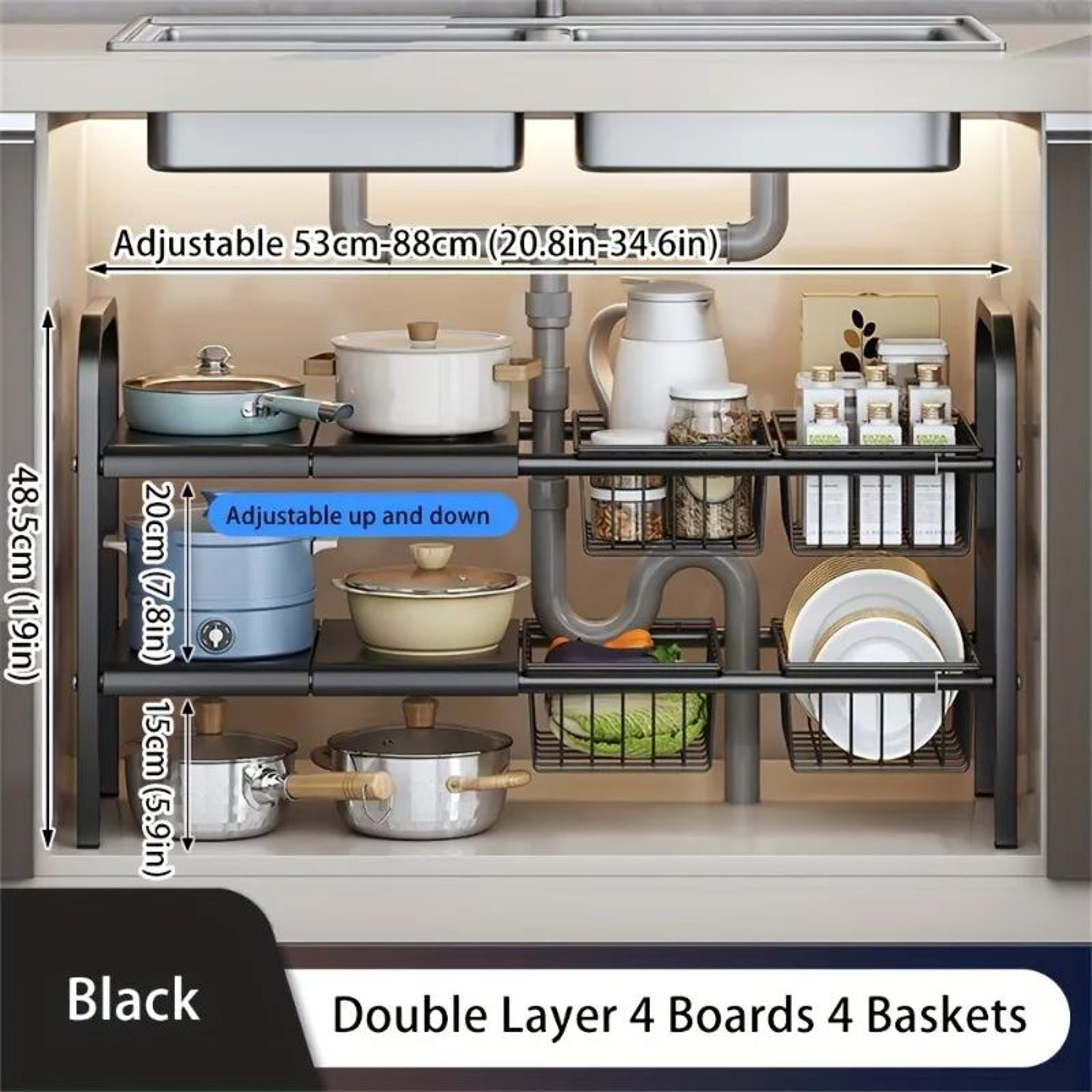 Expandable Under Sink Cabinet Organizer Storage Rack 8