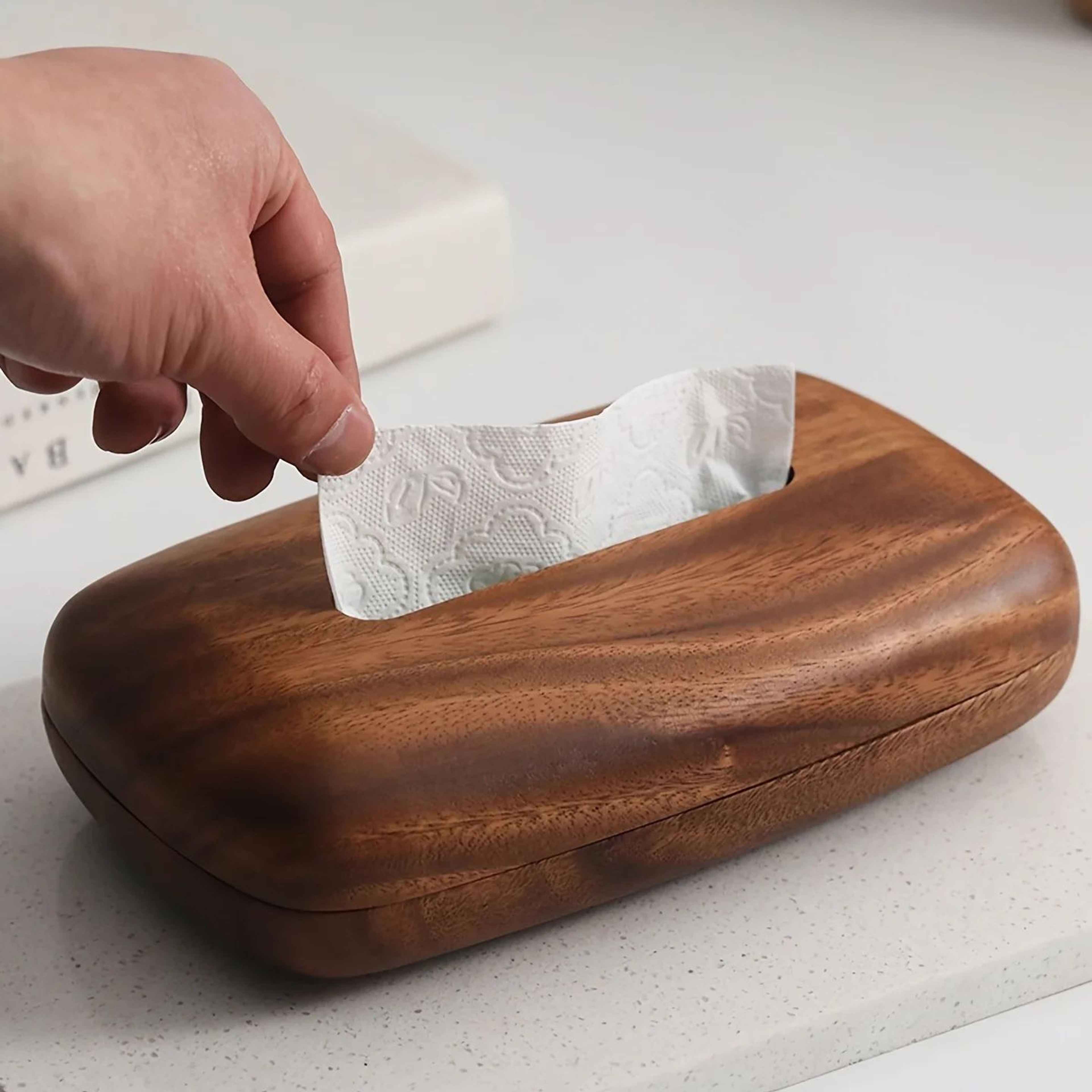 Walnut Wooden Tissue Box Cover Holder 1