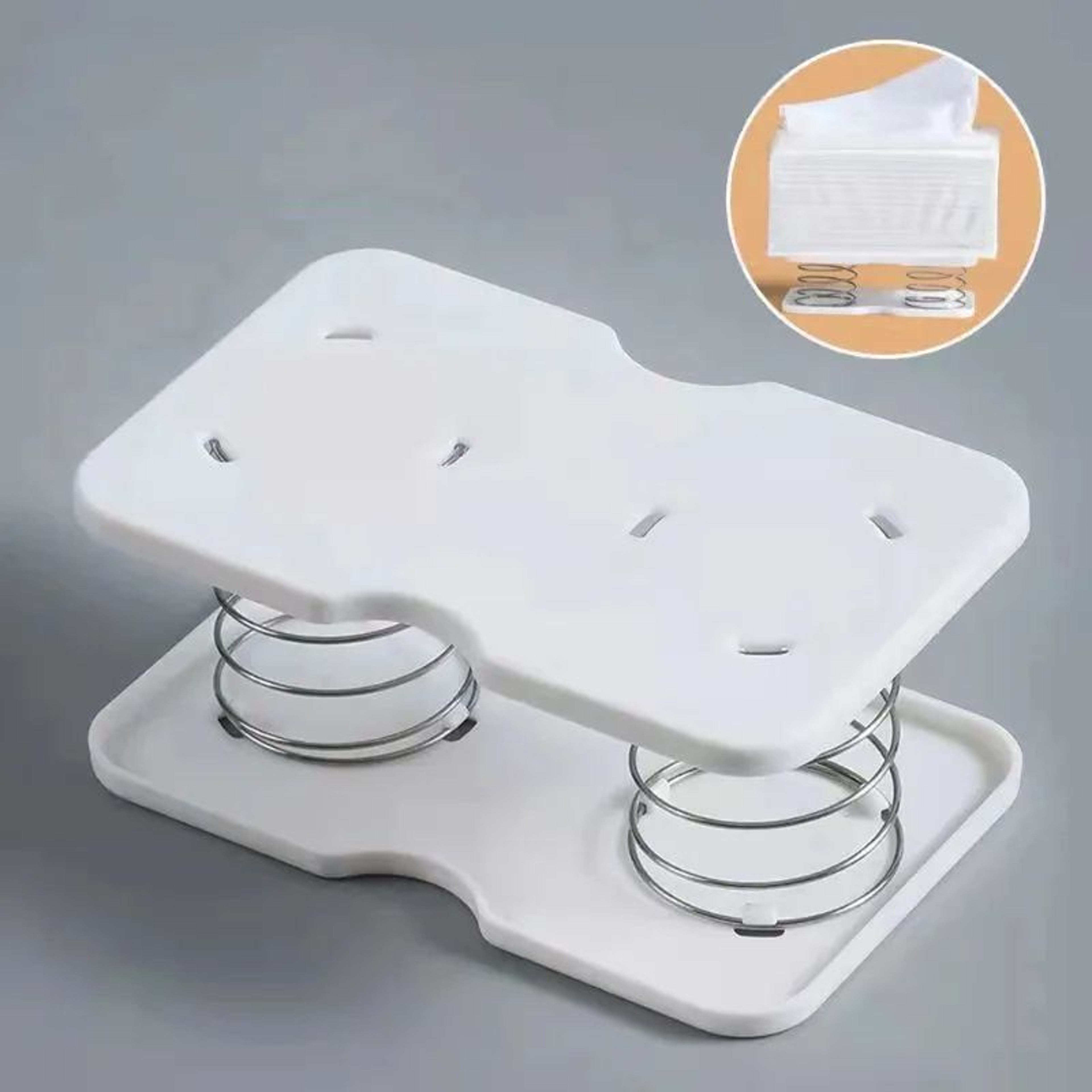 Spring Loaded Tissue Box Holder With Automatic Lift 0