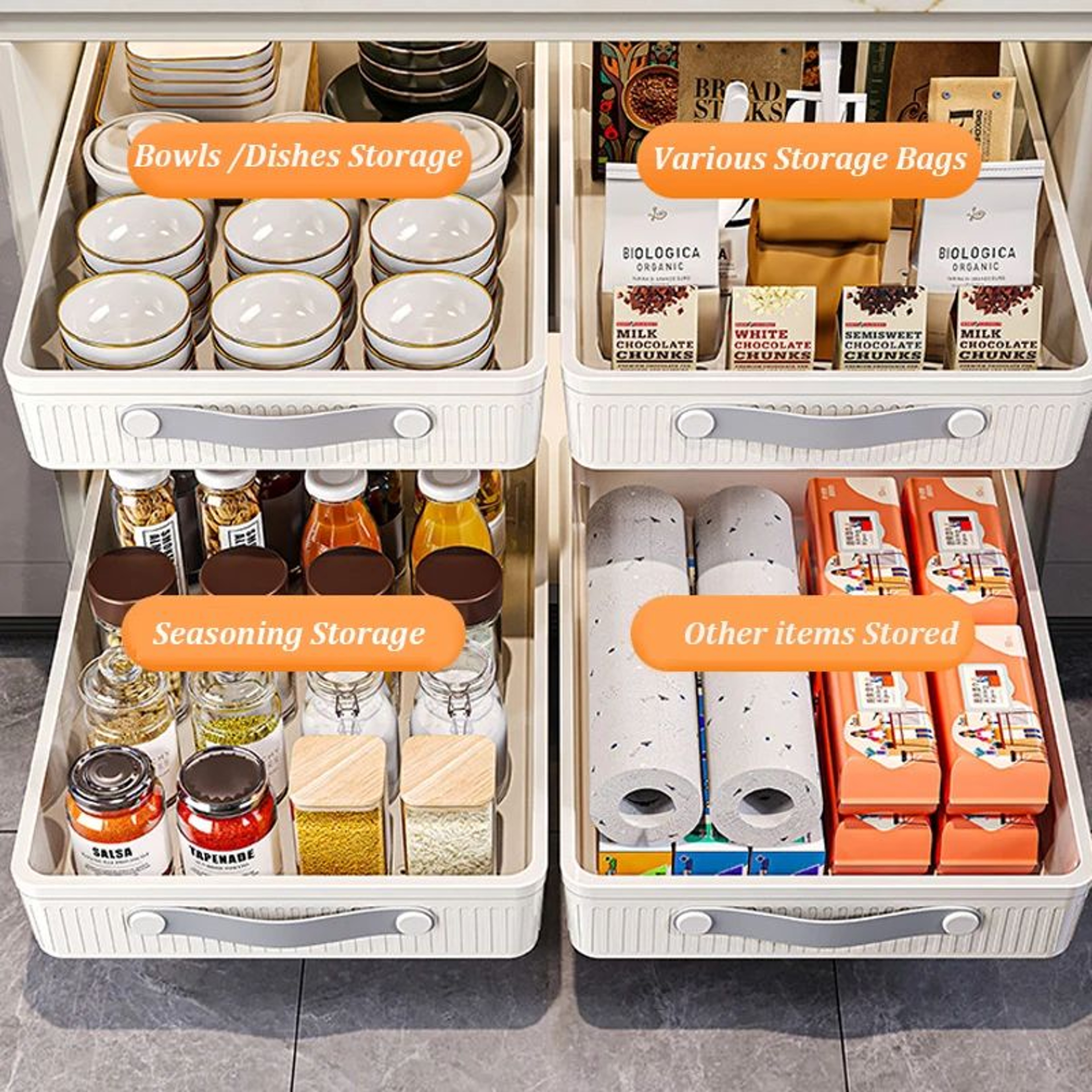 Sliding Pull Out Cabinet Organizer Tray With Handle 1