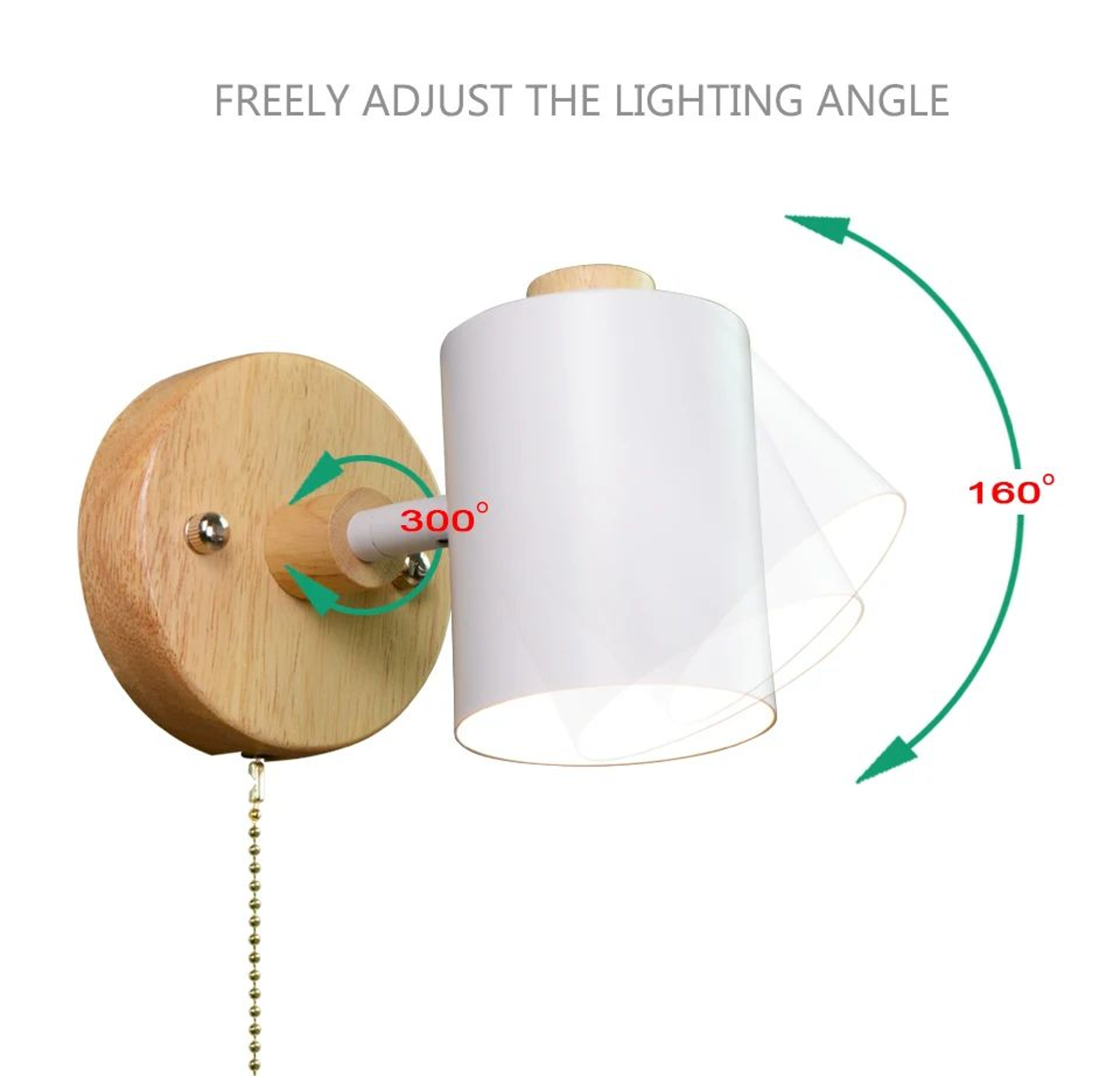 Nordic Wooden GU10 Wall Lamp With Pull Switch 5