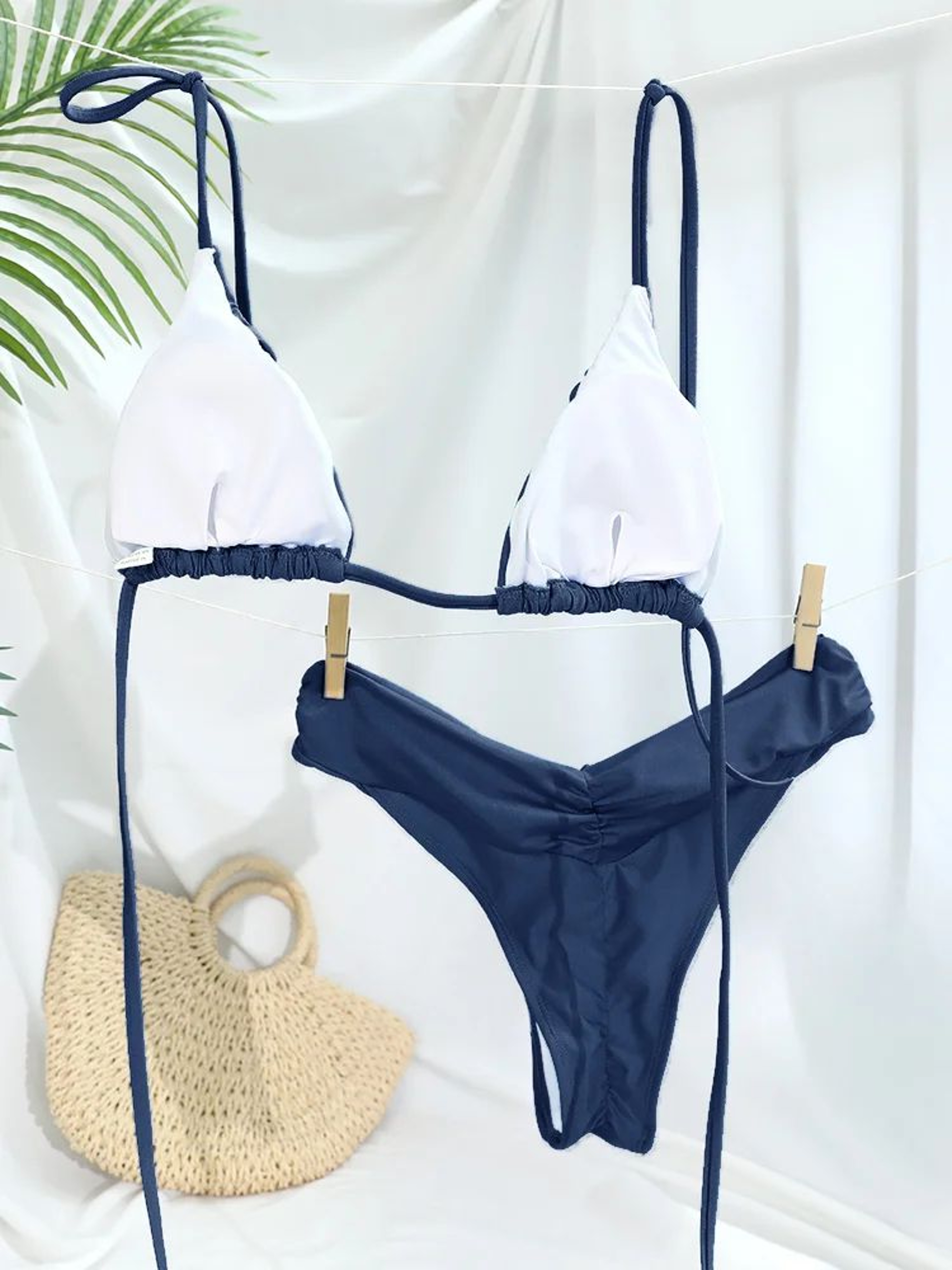 Solid Color Micro Triangle Bikini Set 1