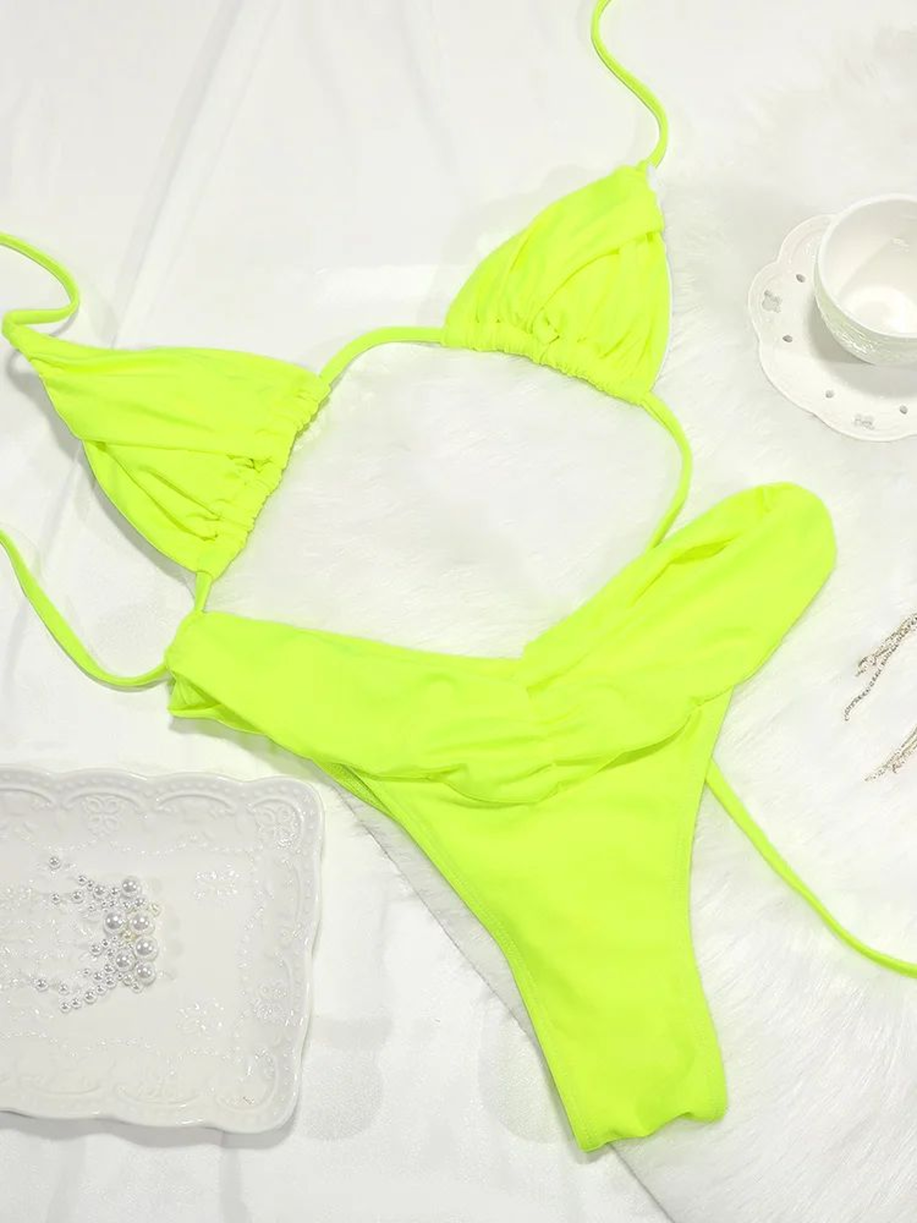 Solid Color Micro Triangle Bikini Set 15