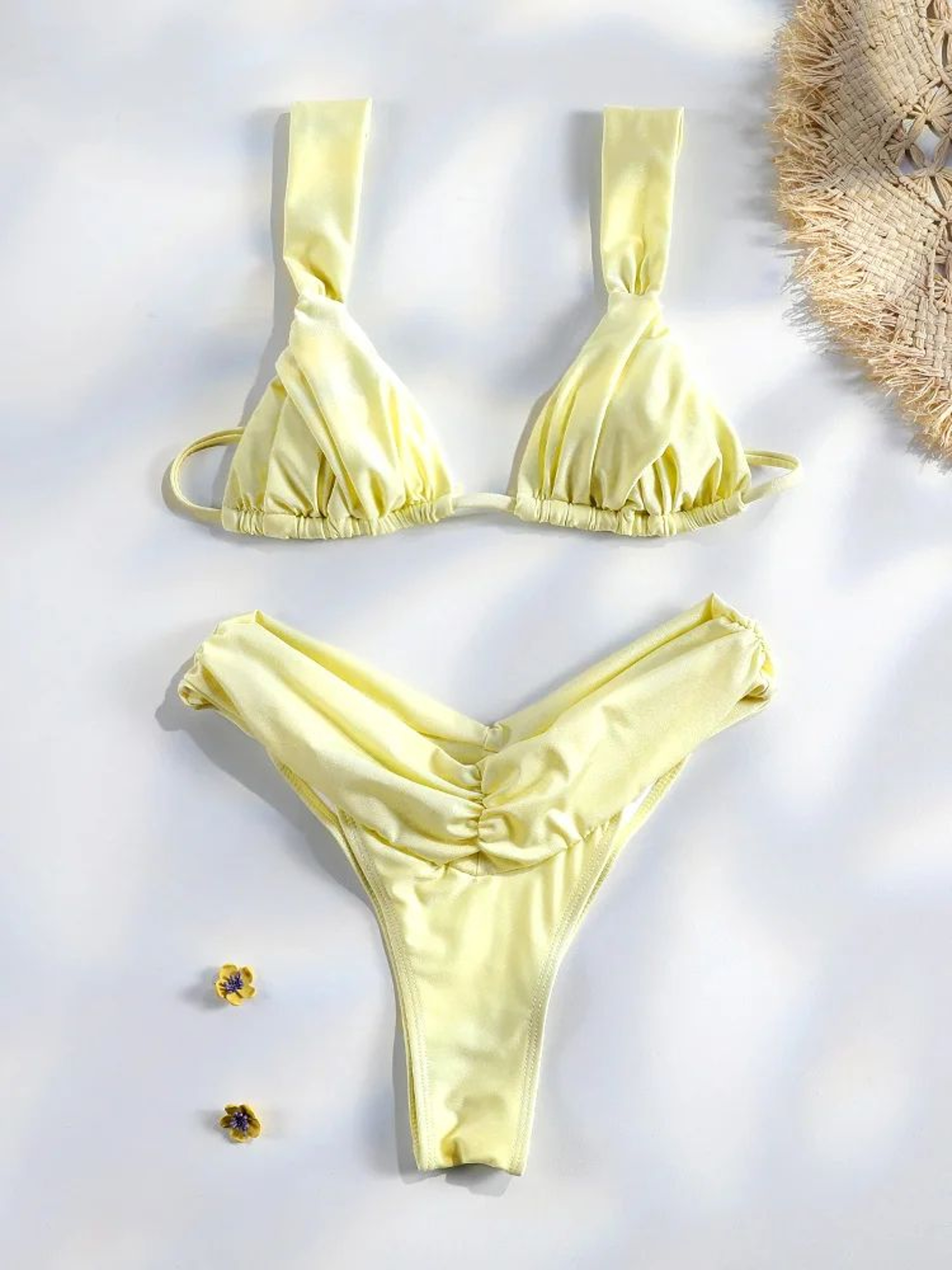 Solid Color Micro Triangle Bikini Set 17