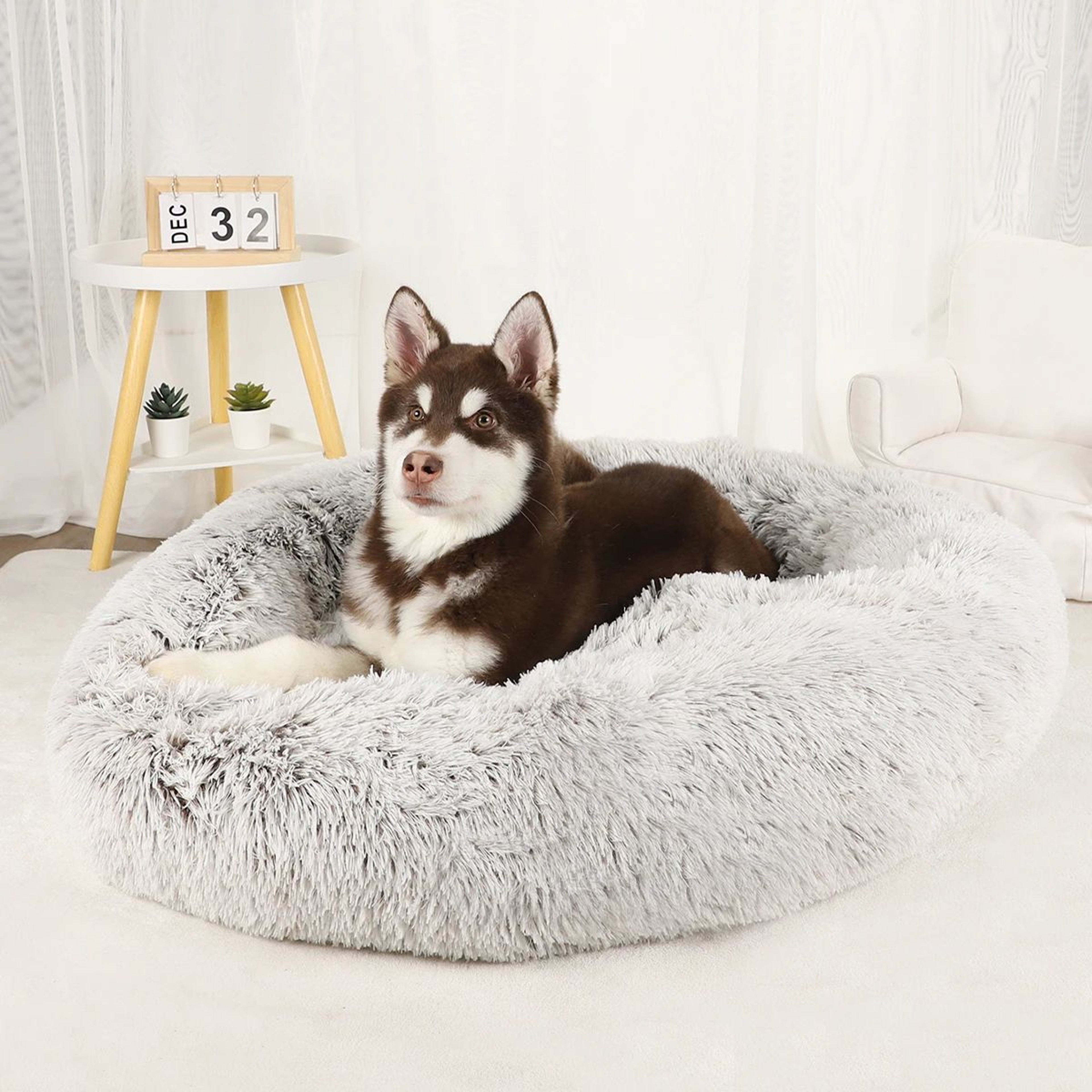 Plush Calming Dog Bed Washable Fluffy Pet Sofa 3