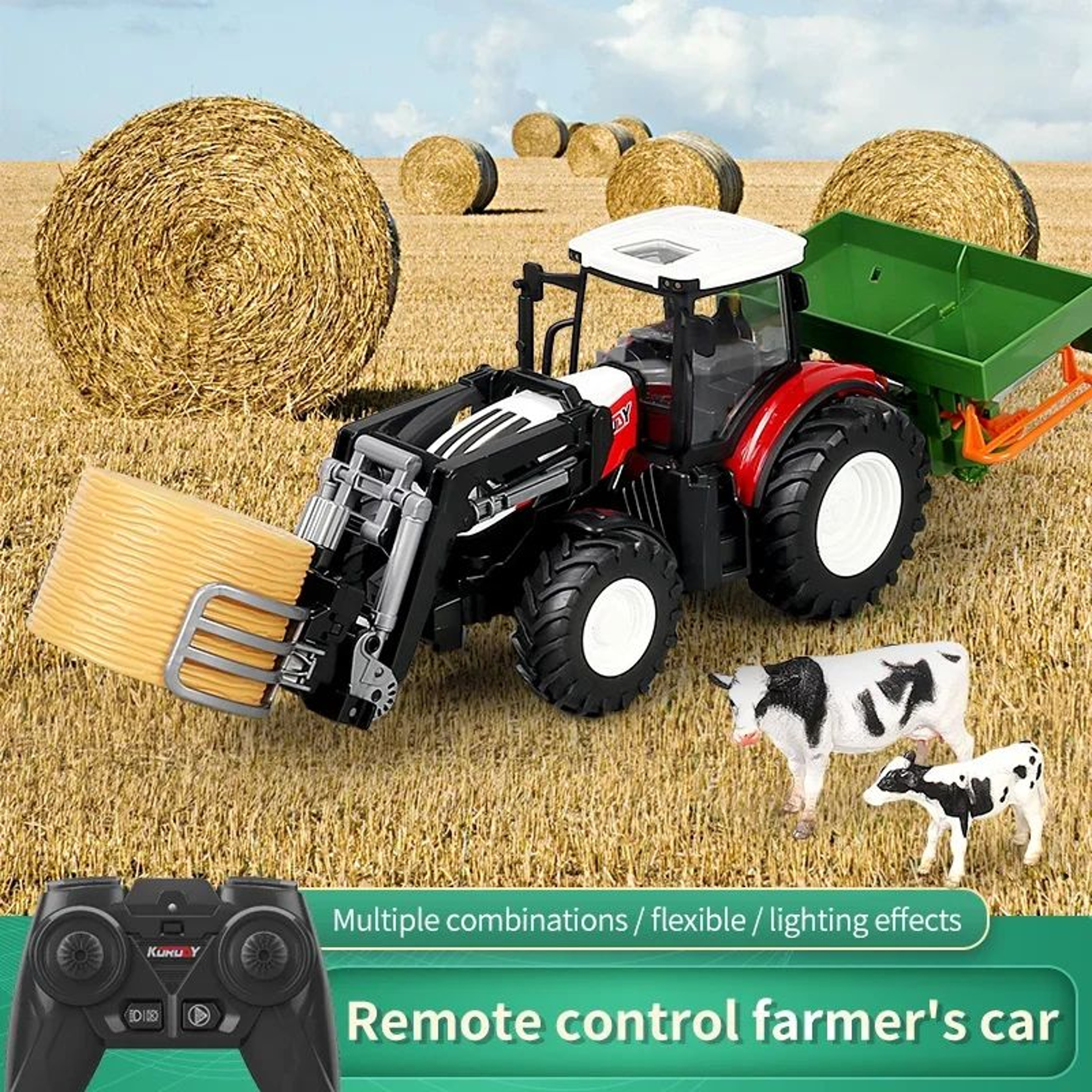 24G RC Farm Tractor And Trailer Toy Set 1
