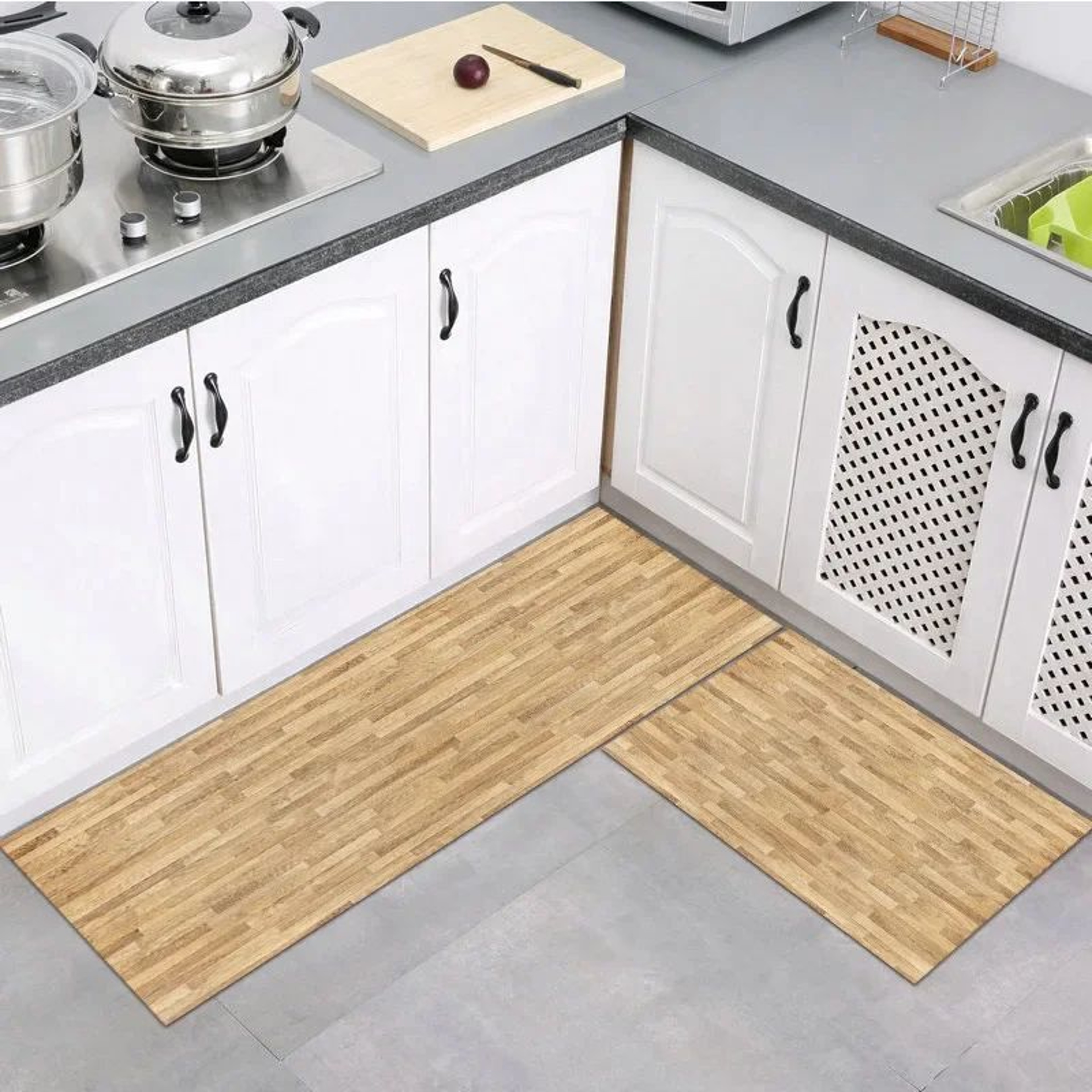 Modern Wood Grain Non Slip Floor Mat Rug 14