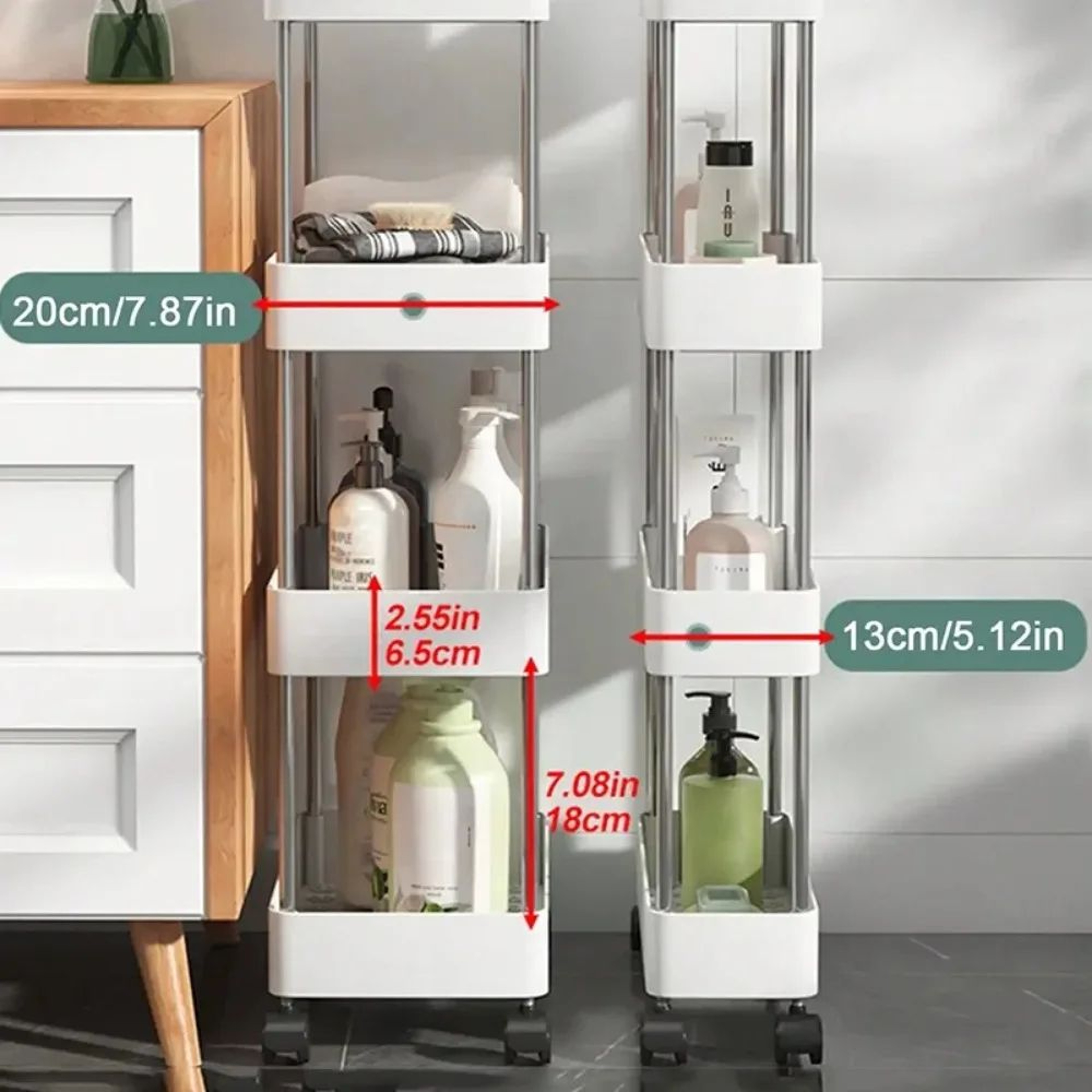 Slim Rolling Storage Rack Organizer Shelf 0