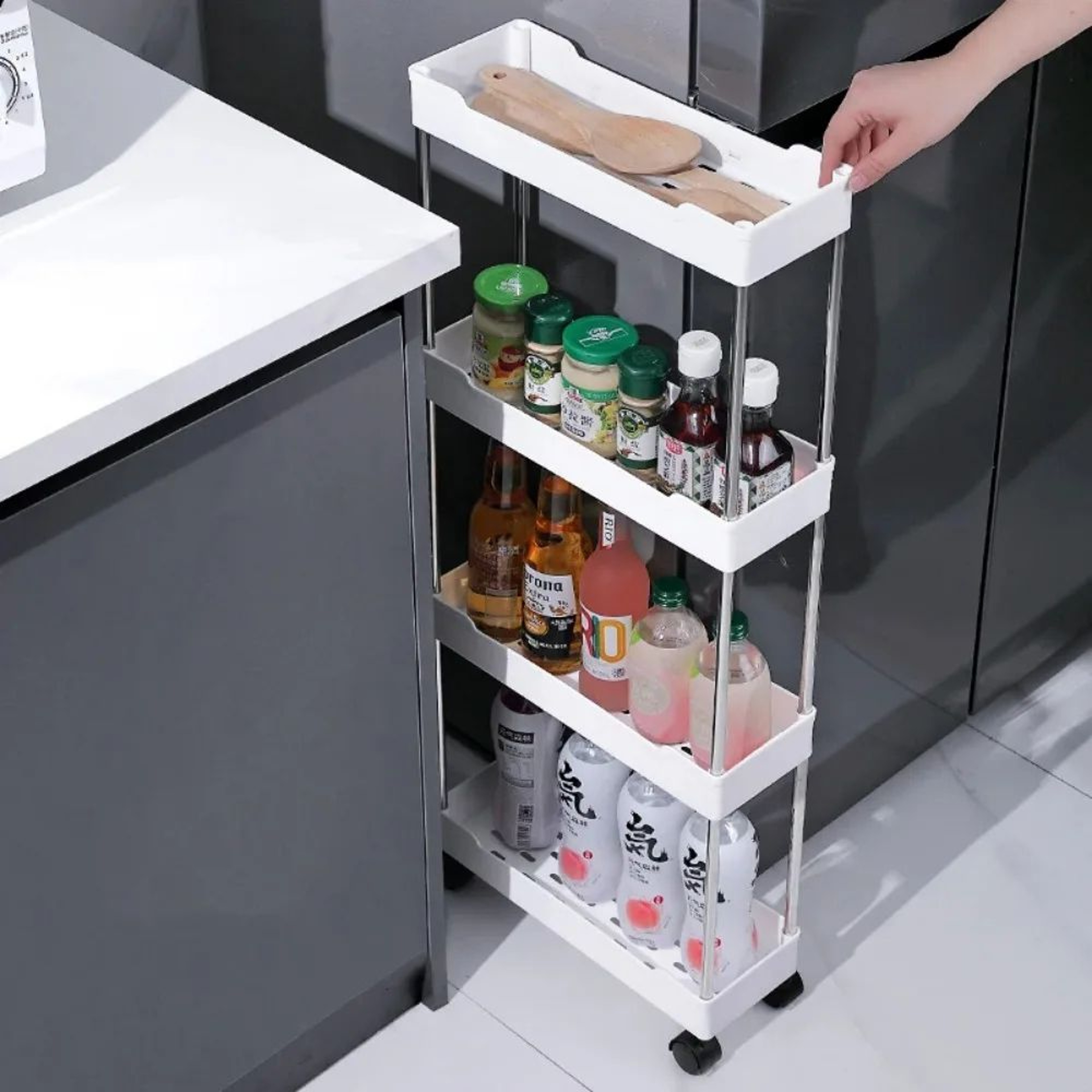 Slim Rolling Storage Rack Organizer Shelf 3