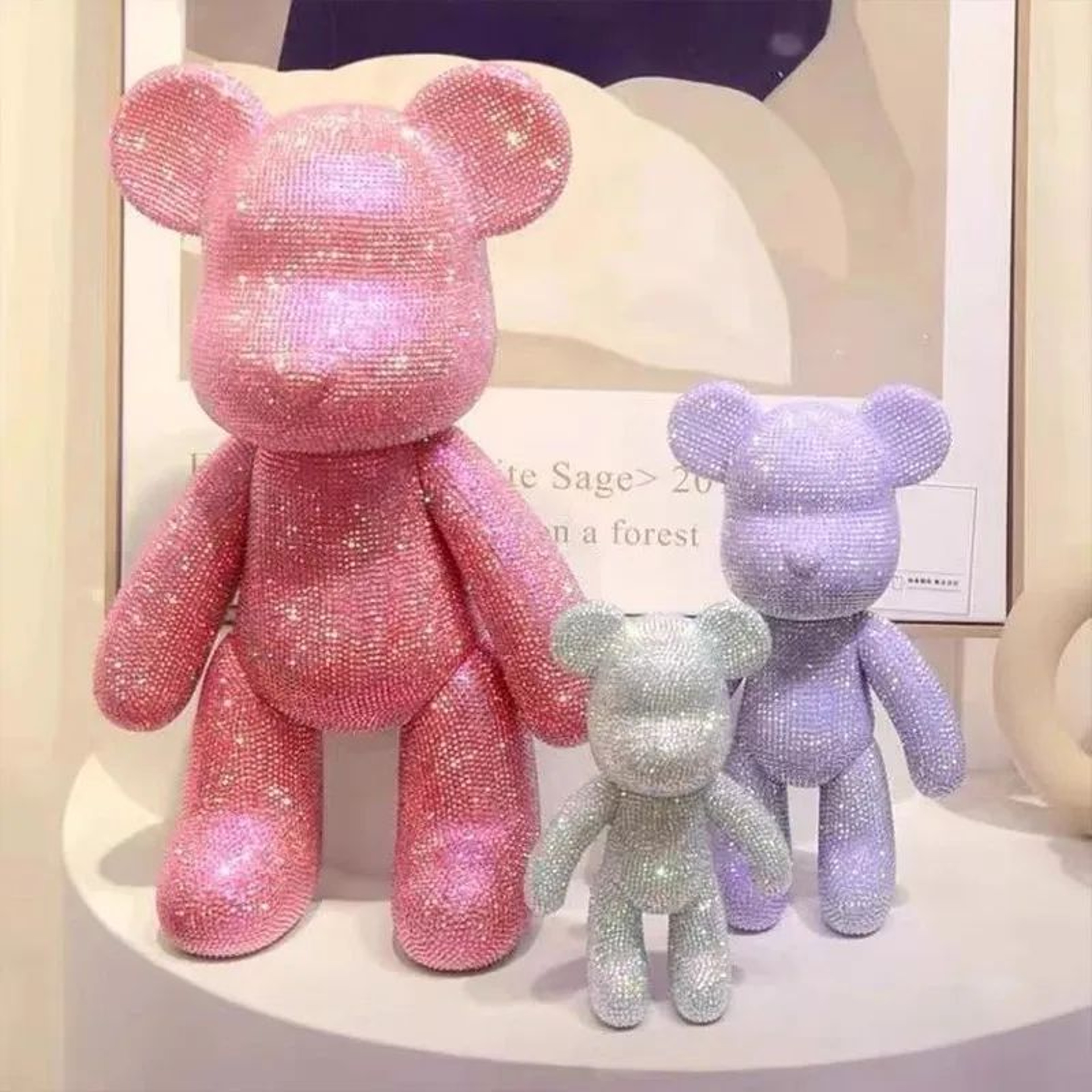 Crystal Rhinestone Bear Figurine DIY Desk Decoration 1