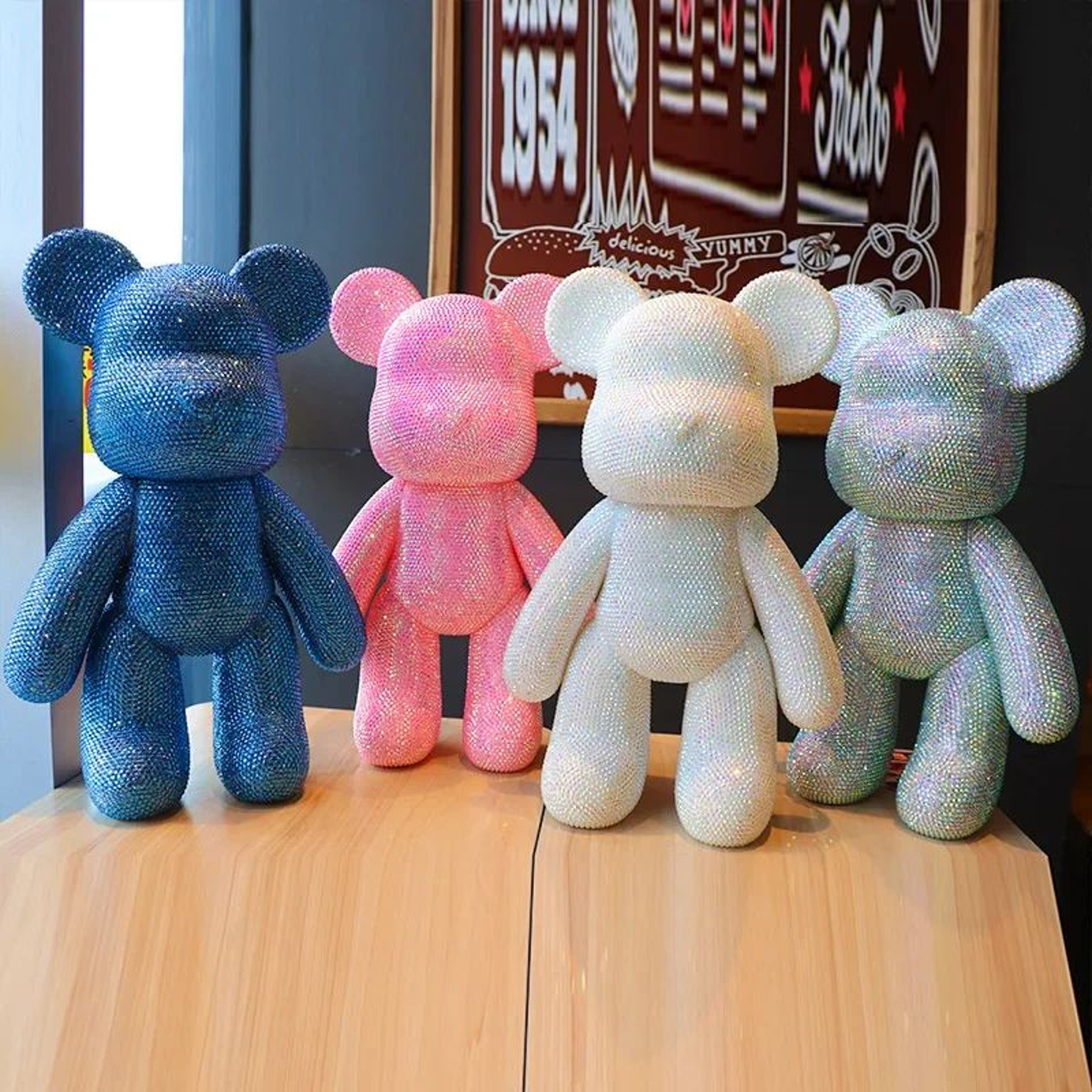Crystal Rhinestone Bear Figurine DIY Desk Decoration 4