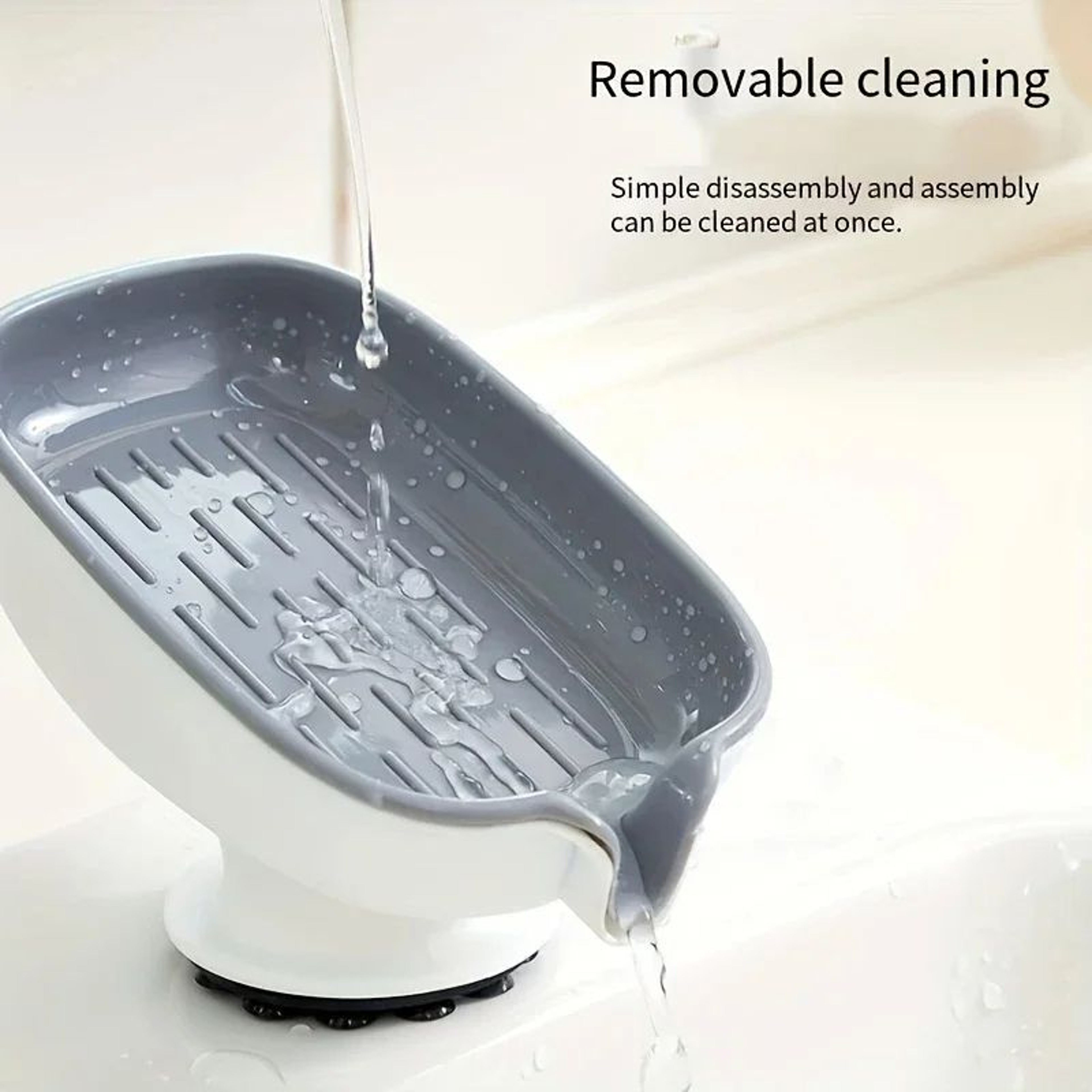 White Double Layer Soap Storage Box With Drain Tray 6