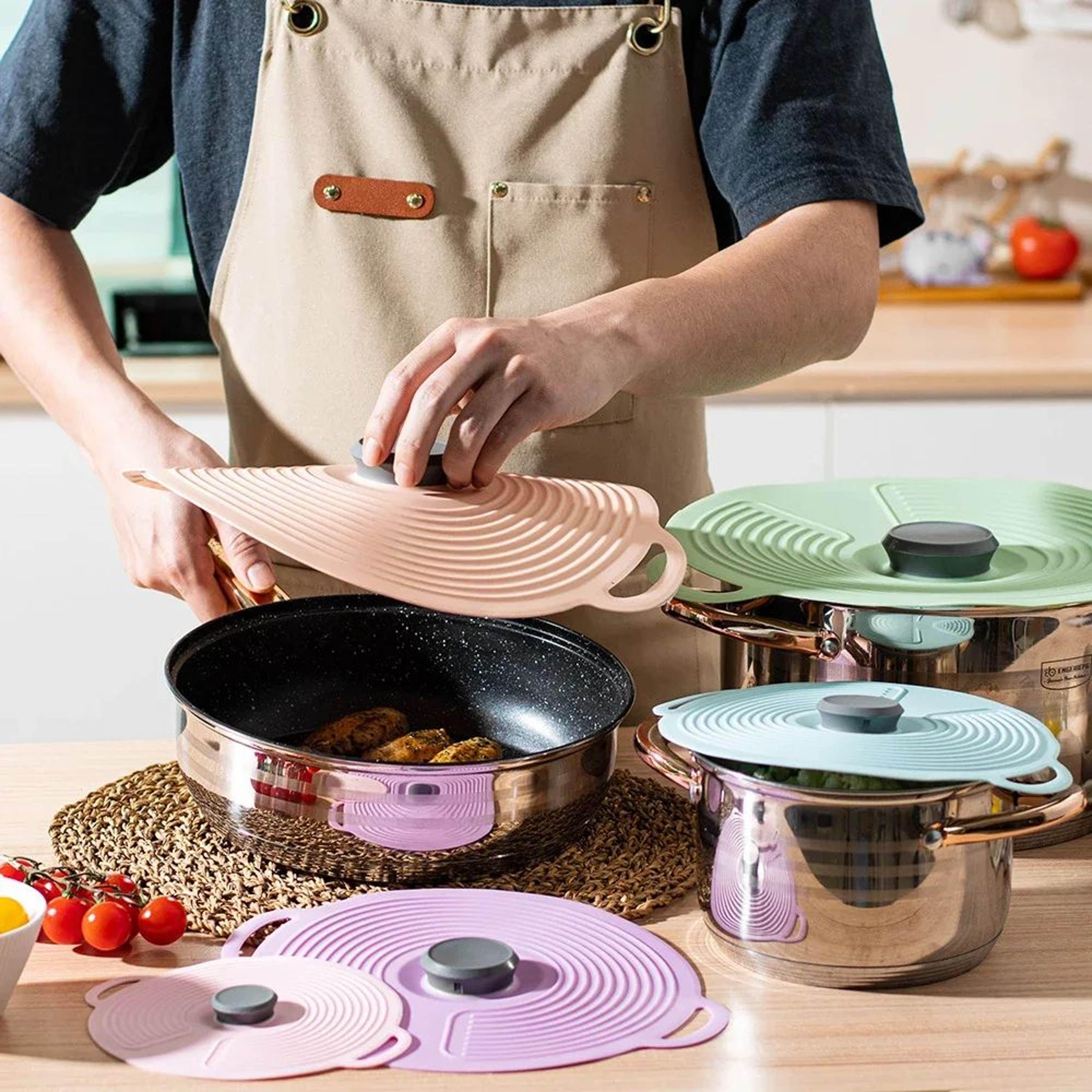 Silicone Anti Overflow Pot Cover Set 3