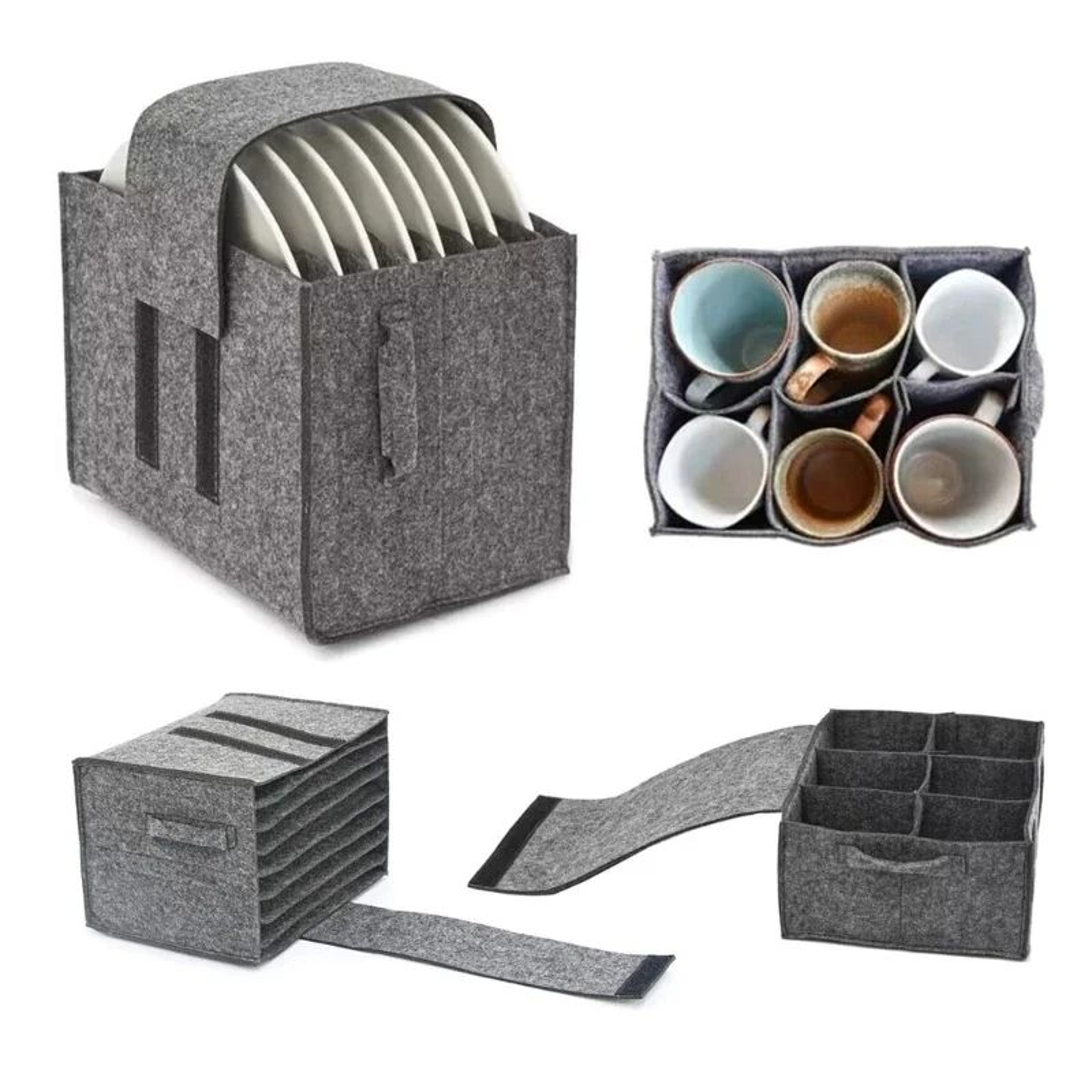 Felt Tableware Storage Organizer Bag For Plates Cups And Camping Gear 0