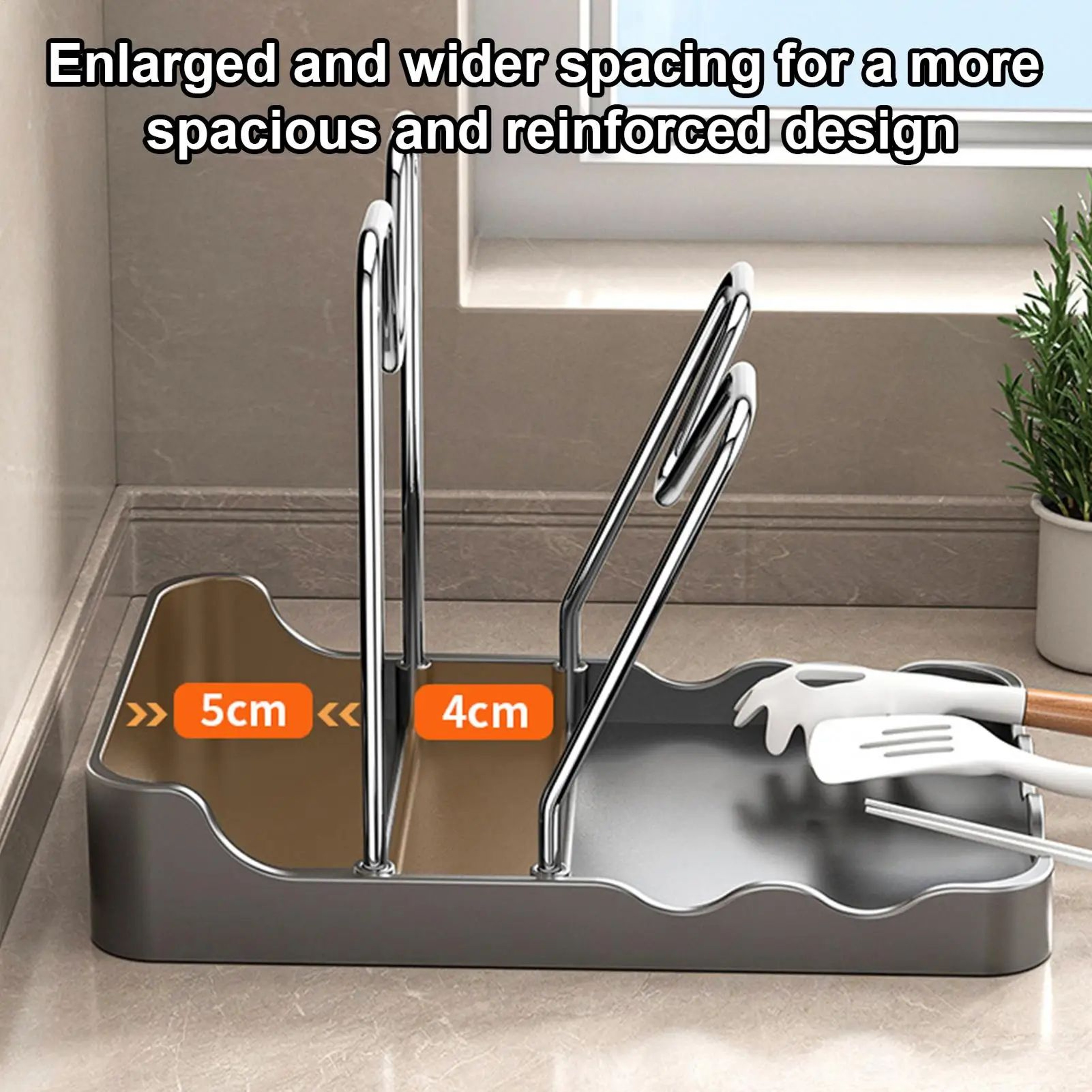 Double Layer Pot Lid Organizer Rack With Drain Tray 2