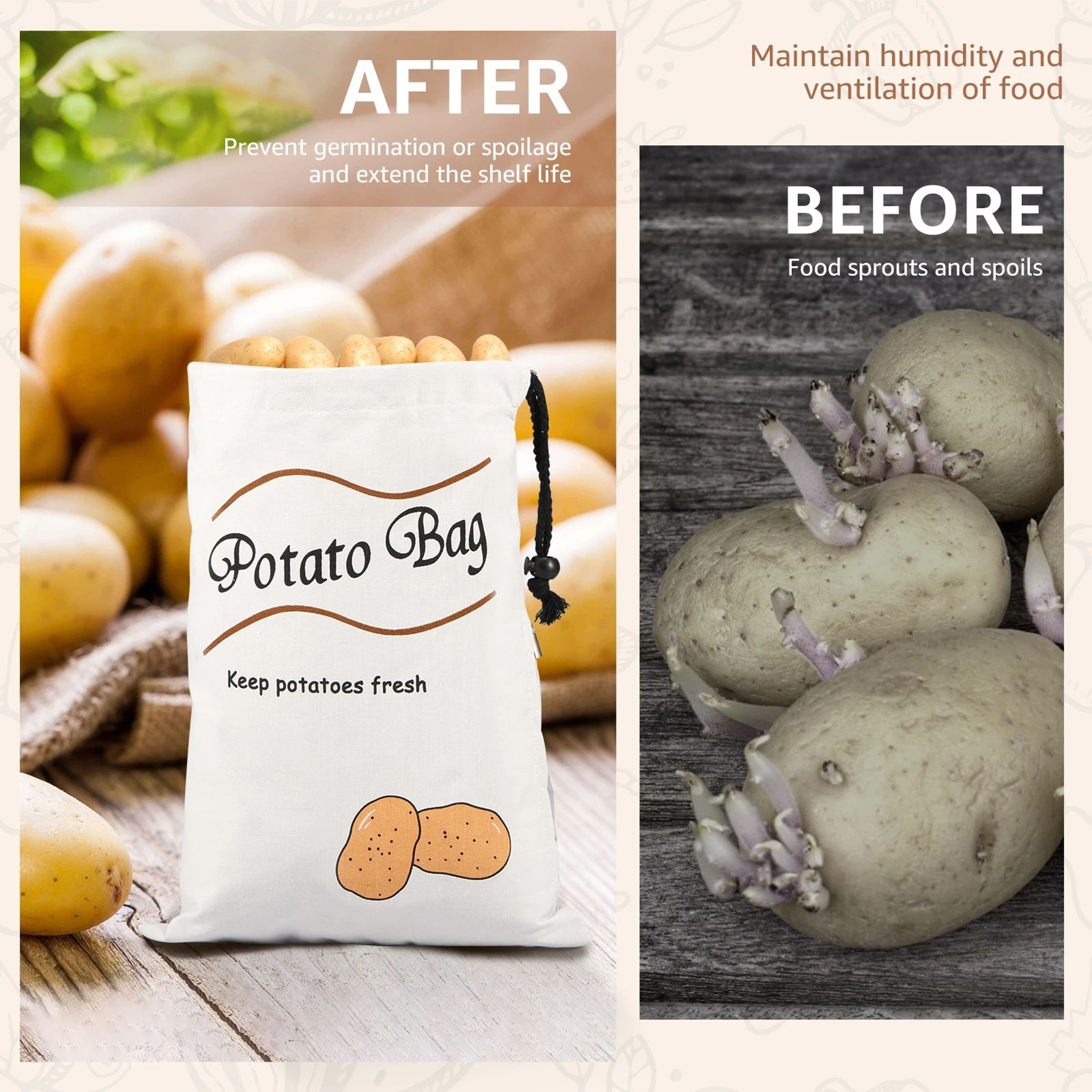 Reusable Potato And Onion Storage Bags Set 1