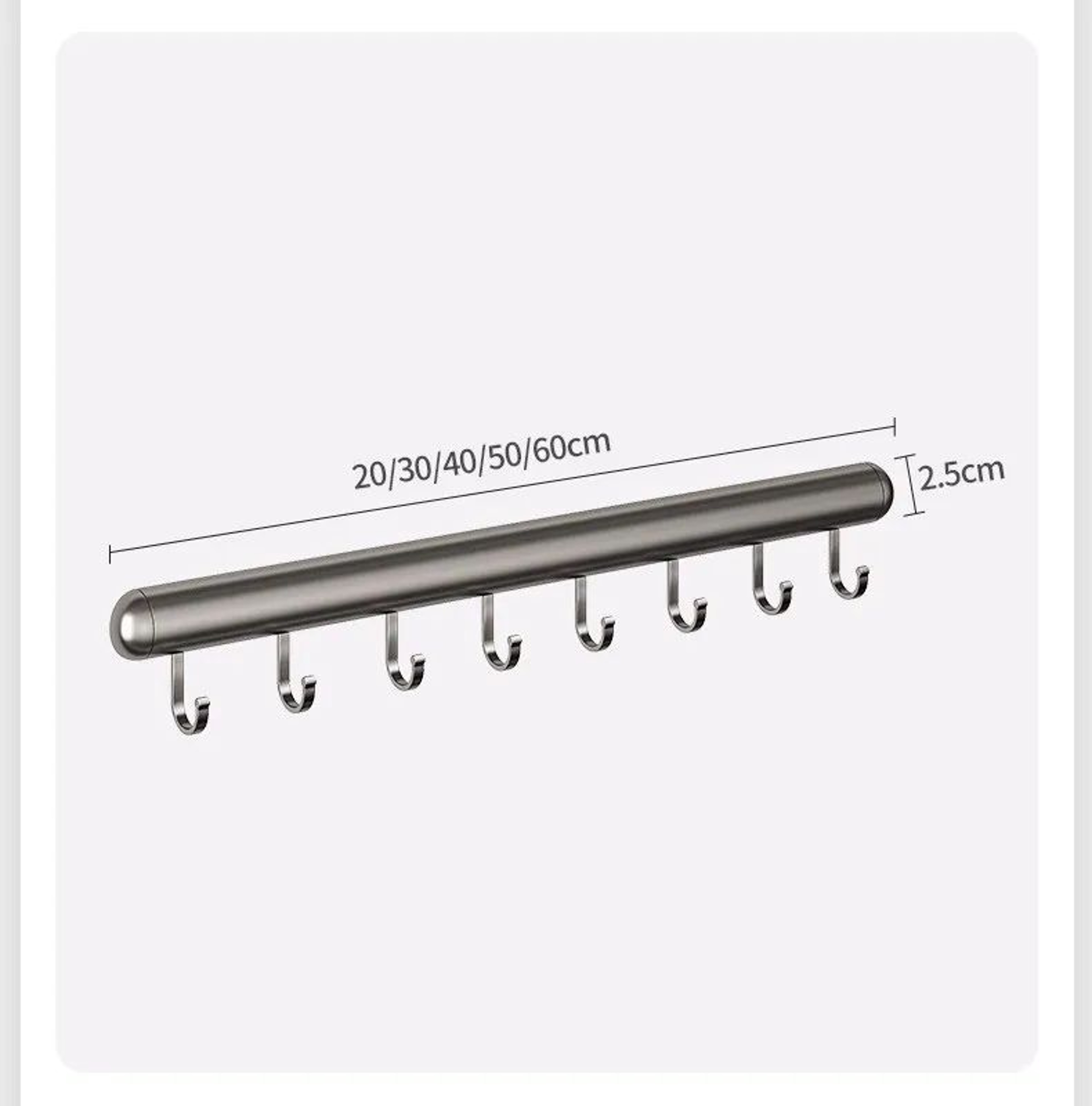 Aluminum Kitchen Hook Rack Wall Mounted Organizer 7