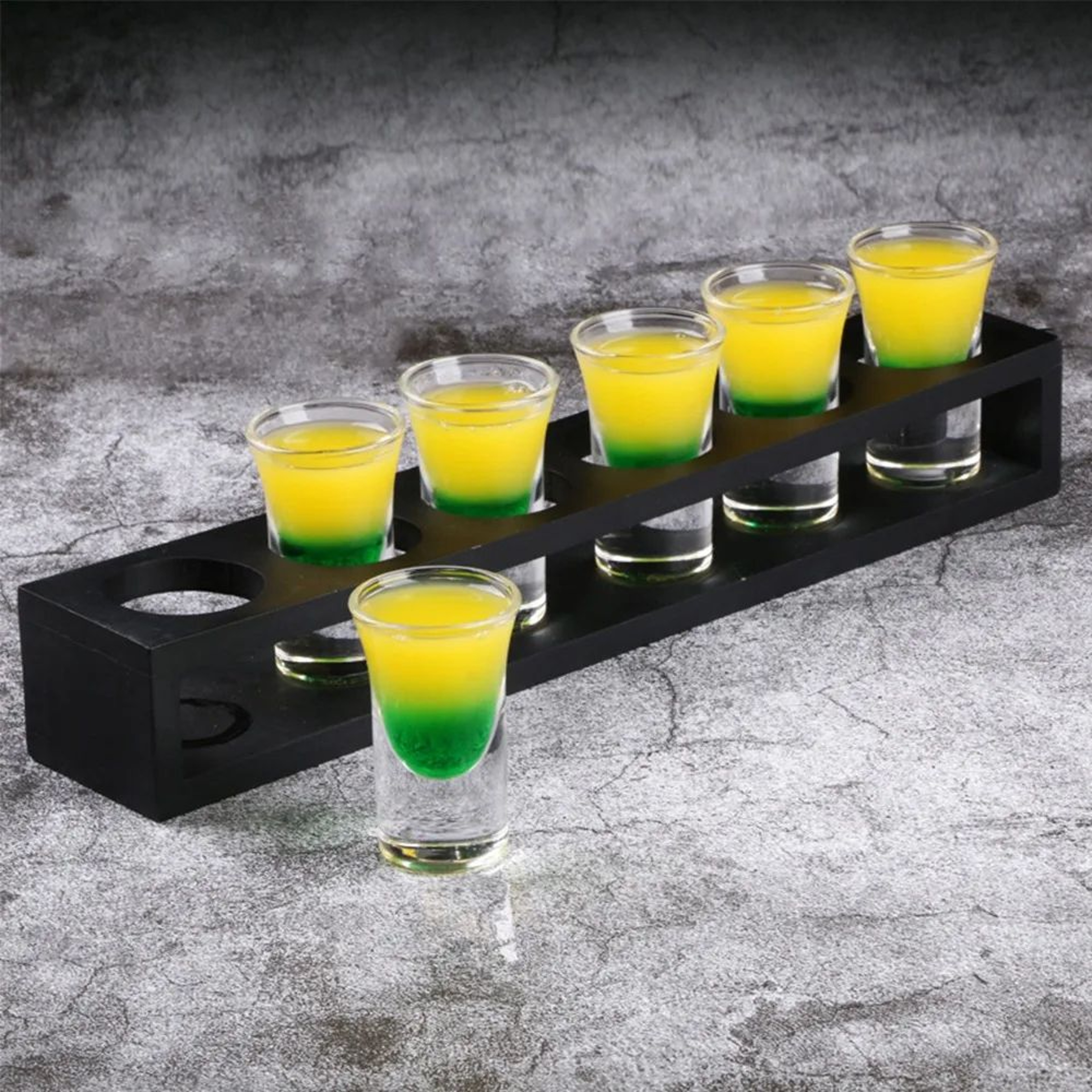 Bamboo Shot Glass Holder Tray With 6 Slots 10