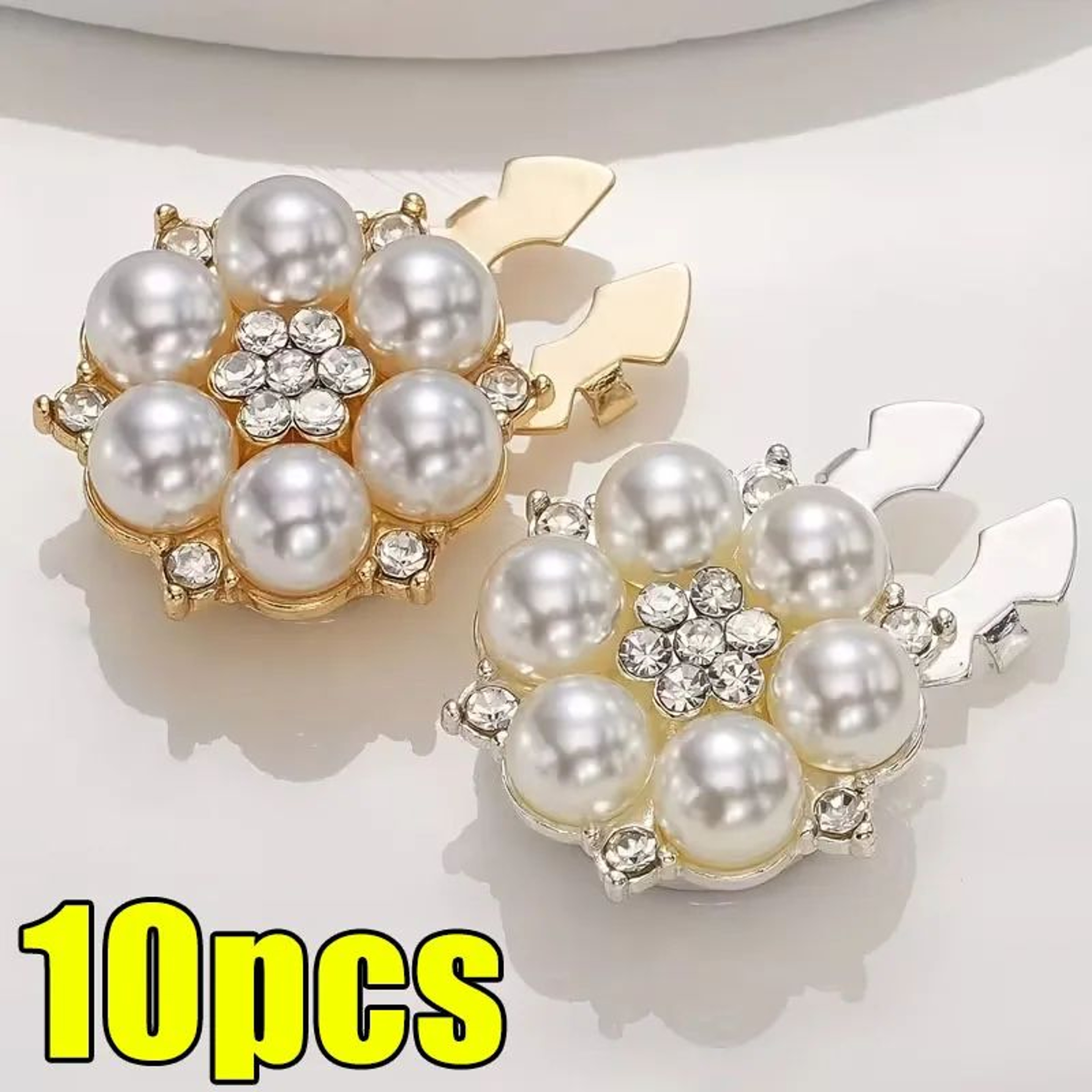 Crystal Pearl Clip On Decorative Button Covers 0
