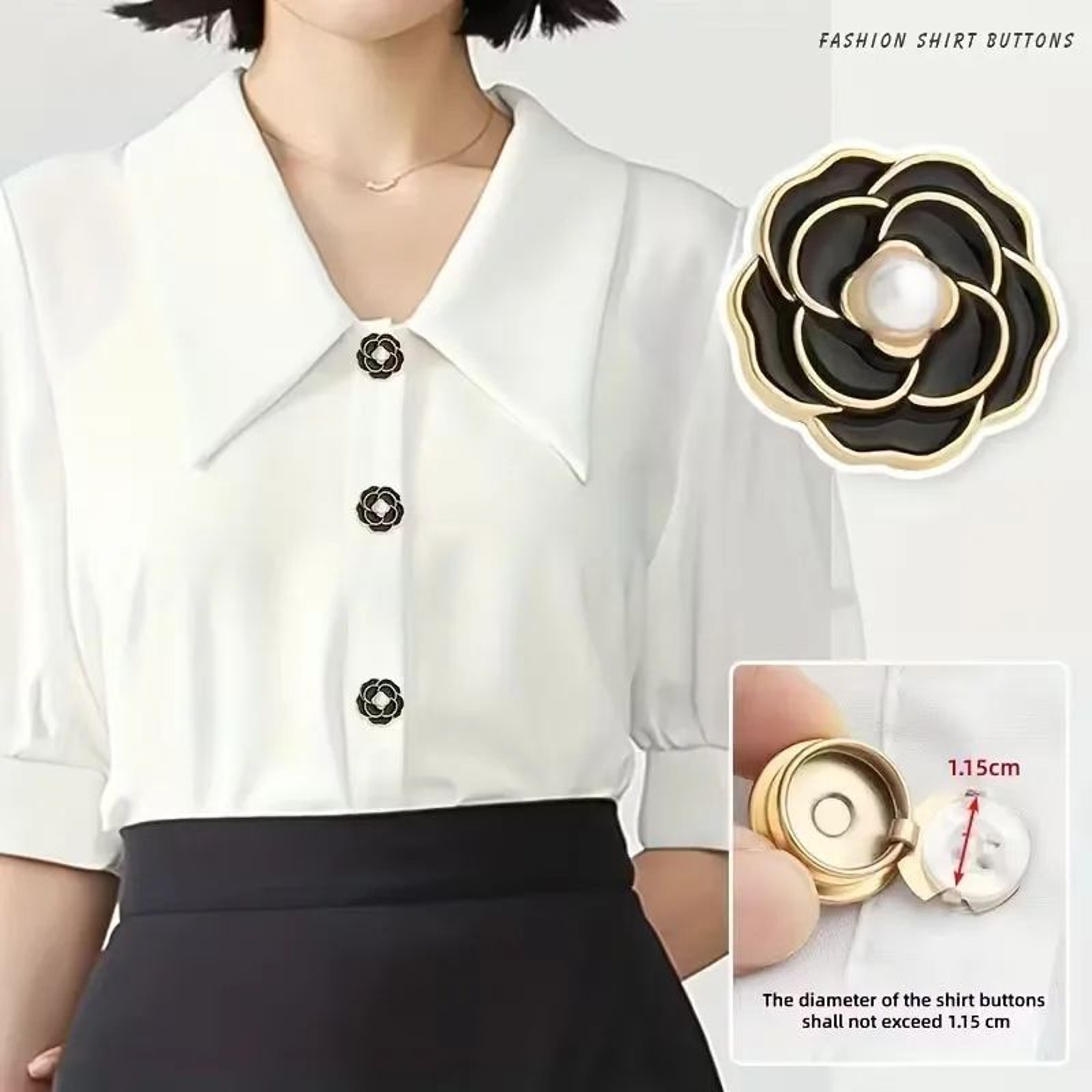 Crystal Pearl Clip On Decorative Button Covers 5